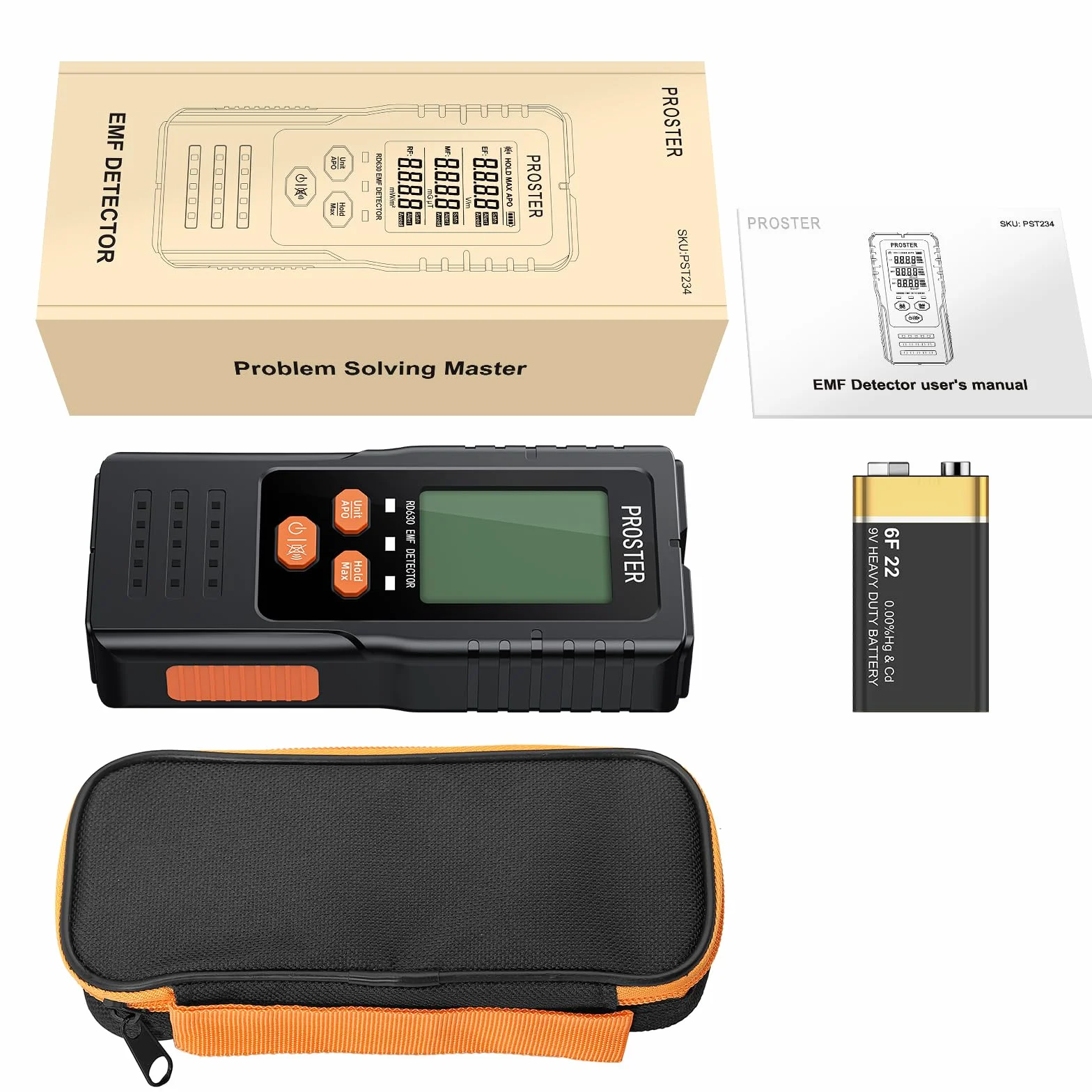 Proster EMF cyfrowy detektor promieniowania 3 w 1 EF RF MF do inspekcji WiFi 5G