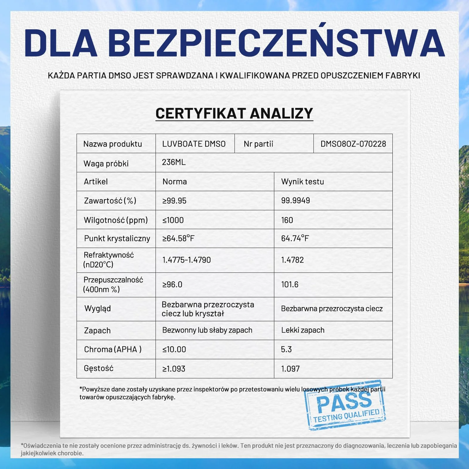 DMSO 99,9% 236ml dimetylosulfotlenek klasy farmaceutycznej - Bursztynowe Butelki