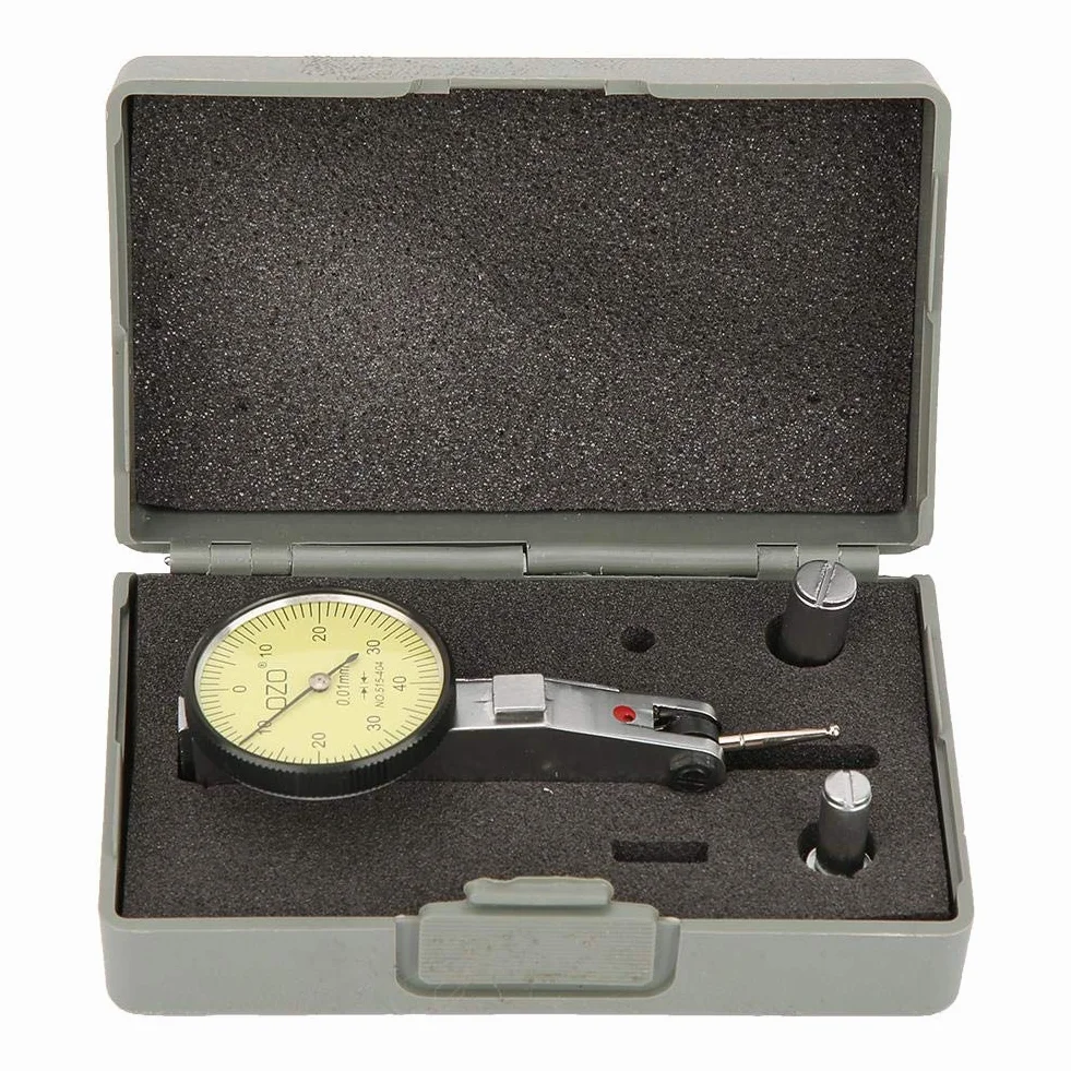 Marhynchus Precyzyjny wskaźnik zegarowy 0,01 mm, zestaw metrycznych mierników zegarowych 0-0,8 mm, aluminium, zdejmowany, uchwyt na jaskółczy ogon, obrót o 360 stopni, do pomiaru wąskich lub wklęsłych