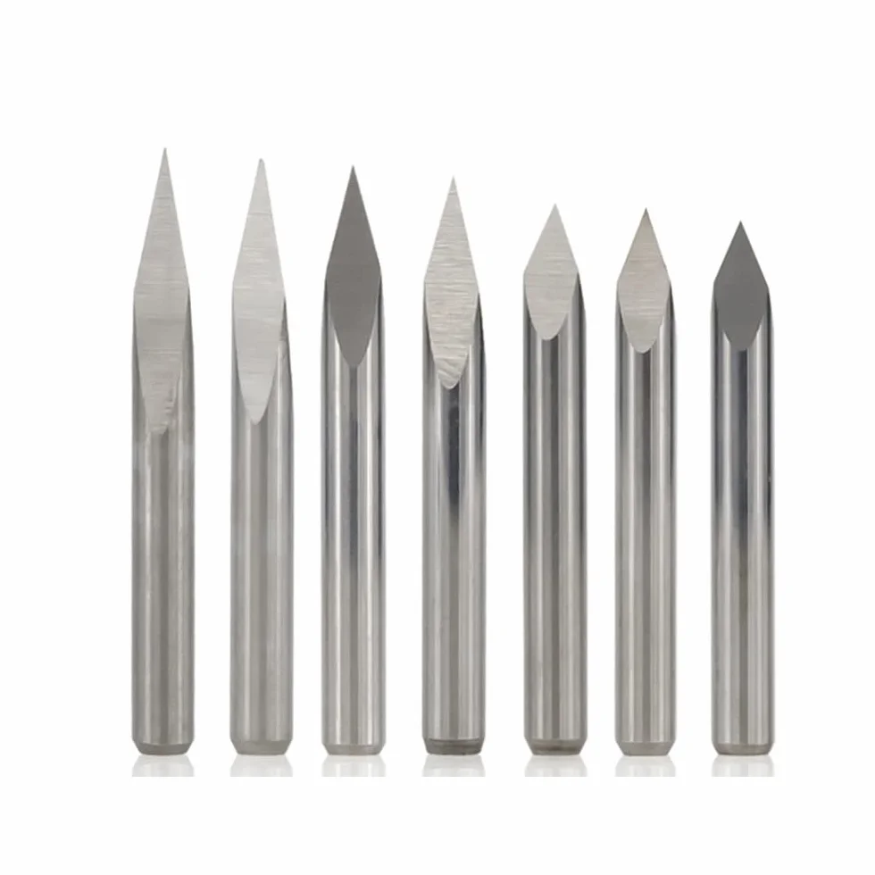 10 sztuk 3.175mm Shank 3 krawędzi PCB zestaw bitów do grawerowania 20/30/40/45/60/90 stopni końcówka 0.1 0.2 0.3mm piramida CNC frez 3D frezowanie(10PCS 3.17X0.1X45)