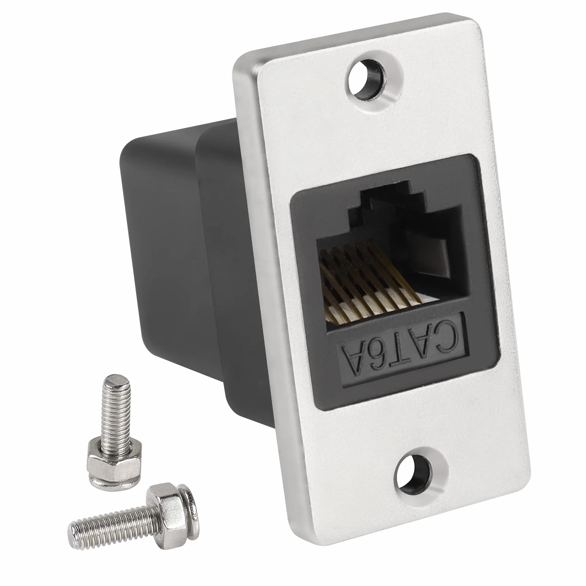 QIANRENON RJ45 Prostokątny panel sieciowy Cat6A żeński na żeński Ethernet złącze do montażu na gniazdku, do ścian urządzeń stacjonarnych