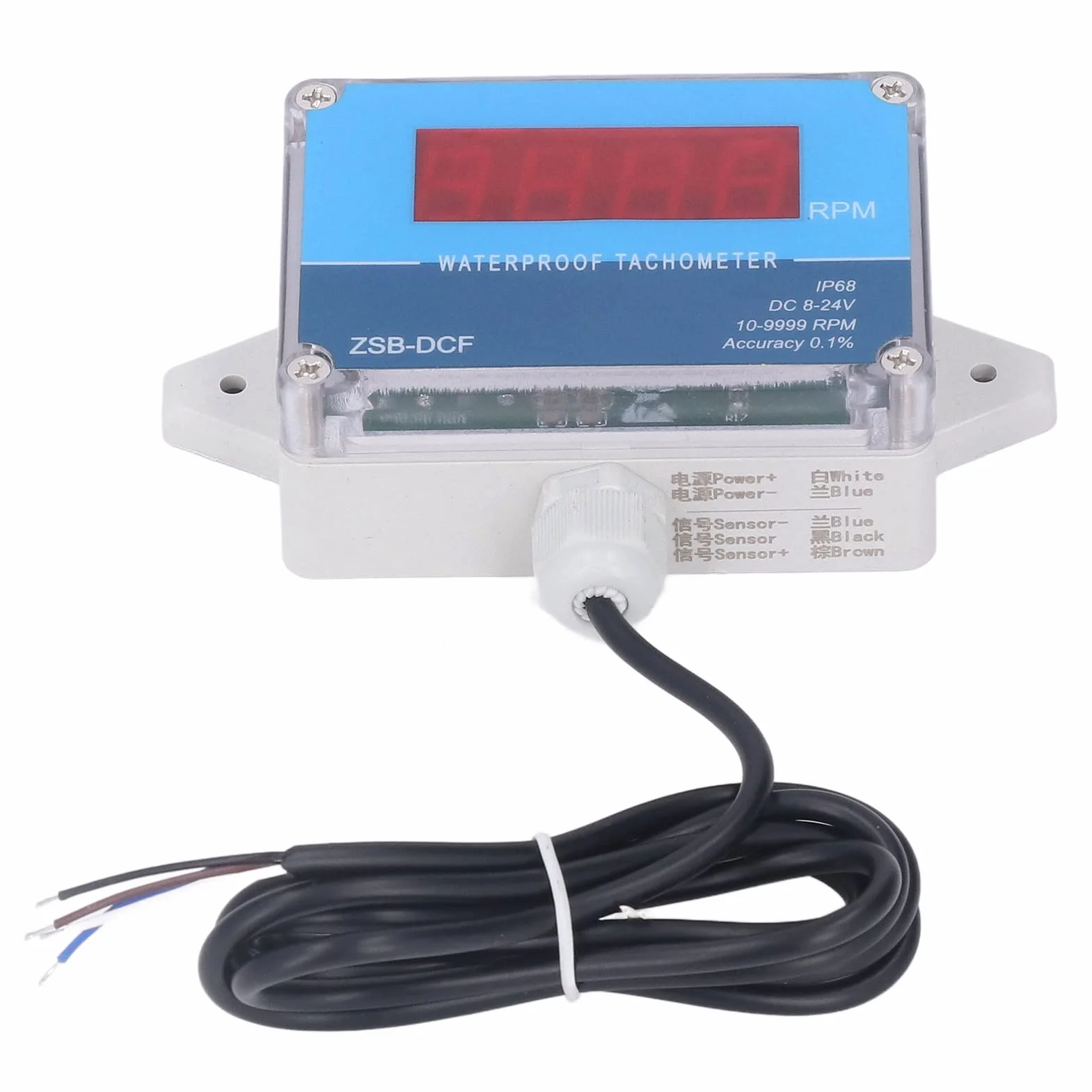 Cyfrowy Obrotomierz Silnika DC 8V-24V LED Zakres Pomiarowy 10-9999