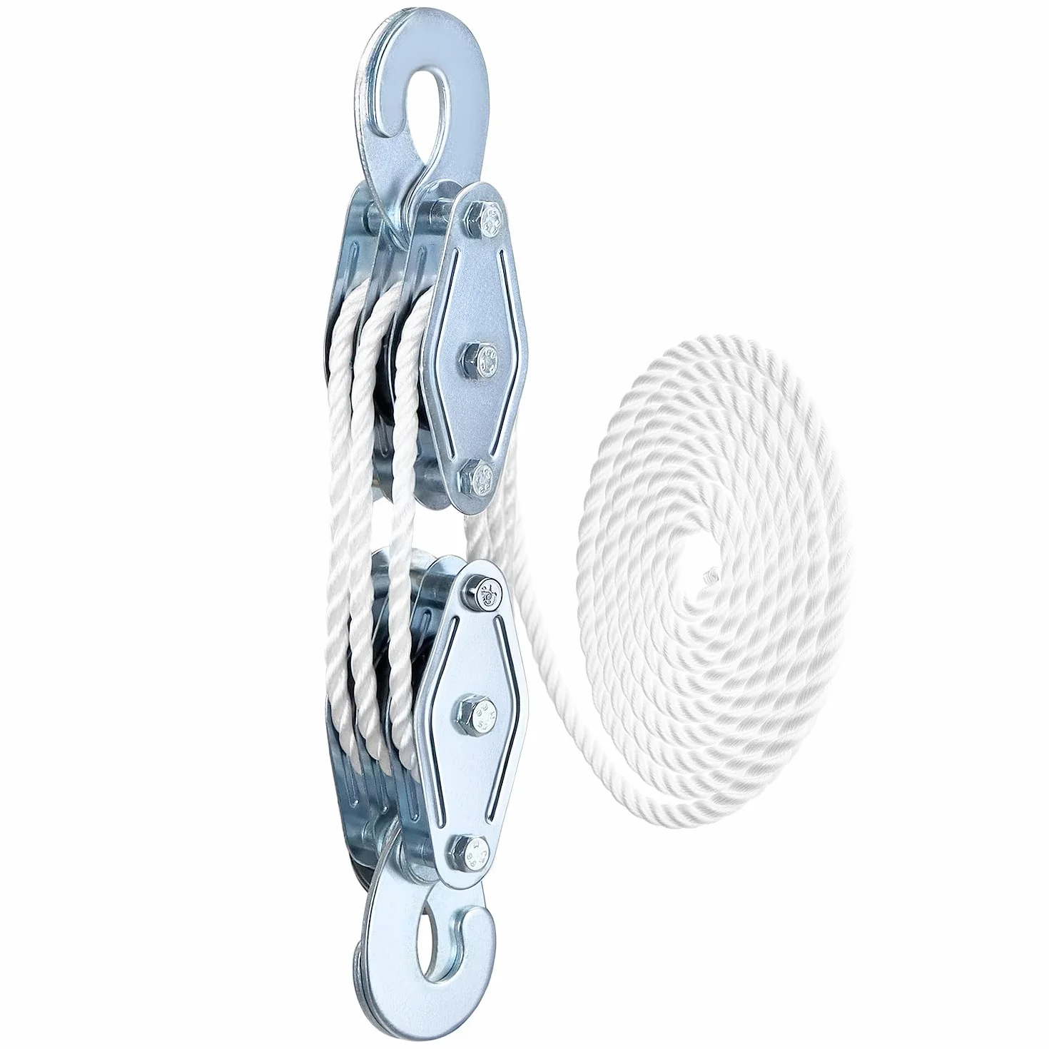 QWORK® Zblocze z 8 krążkami - Maksymalny udźwig: 400 kg, Maks. wysokość podnoszenia: 1,8 m