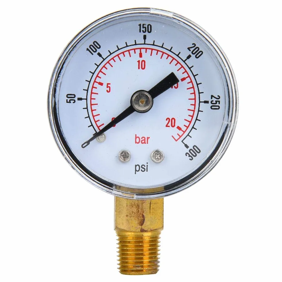 Manometr mechaniczny, manometr BSPT 1/8 cala do powietrza, oleju i wody (0-300 psi, 0-20 bar)