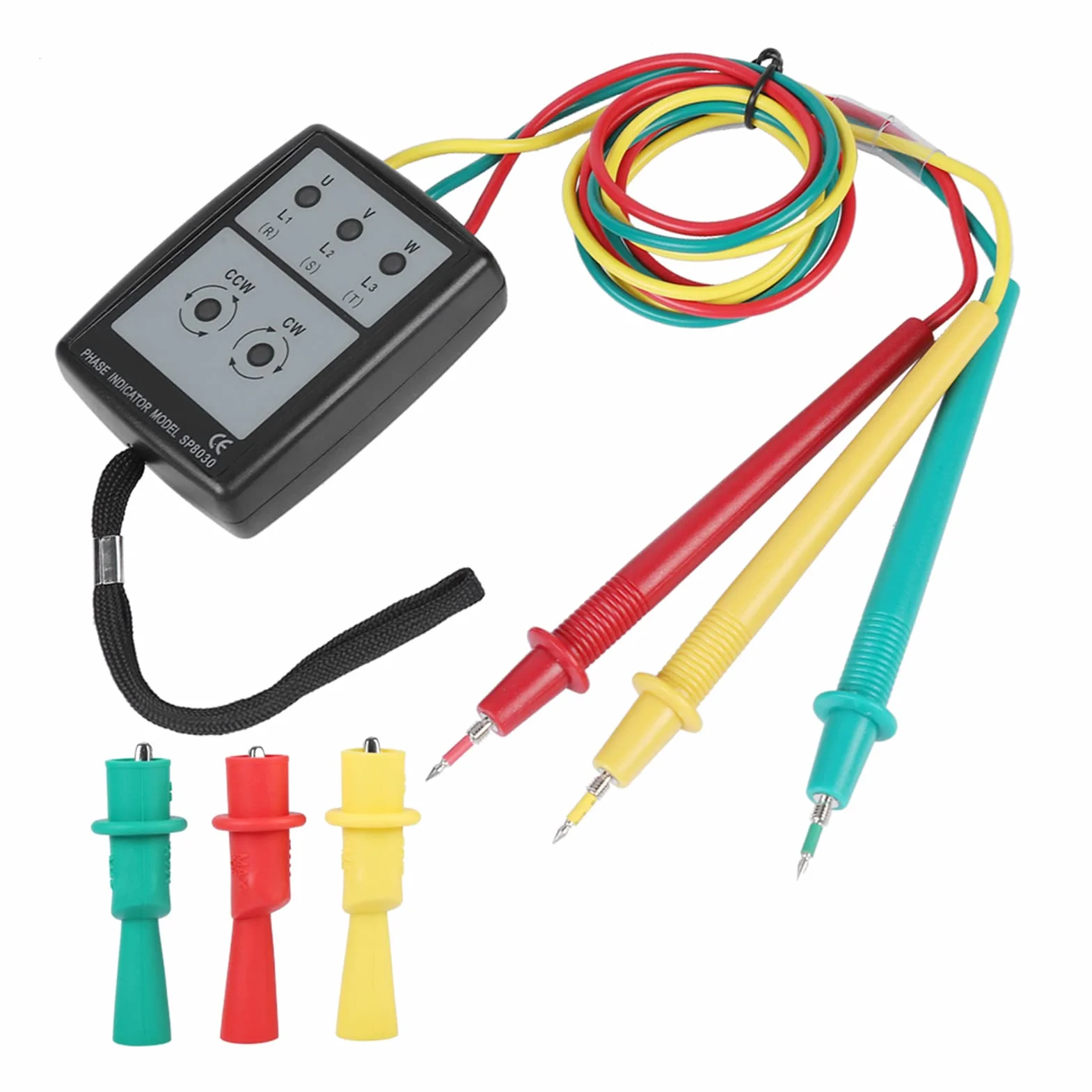 Detektor SP8030 Tester rotacji kolejności faz 3, wyświetlacz AC 200V-480V z brzęczykiem LED