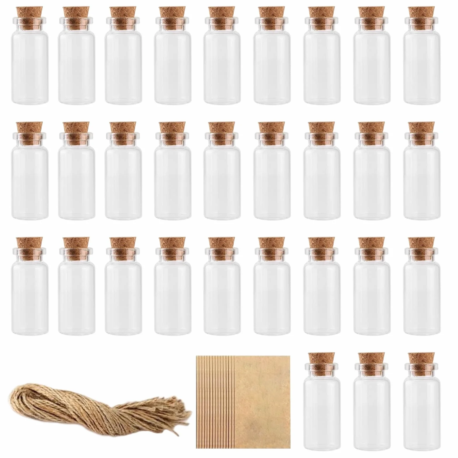 30 szt. 10 ml mini szklane buteleczki z korkiem na wesele