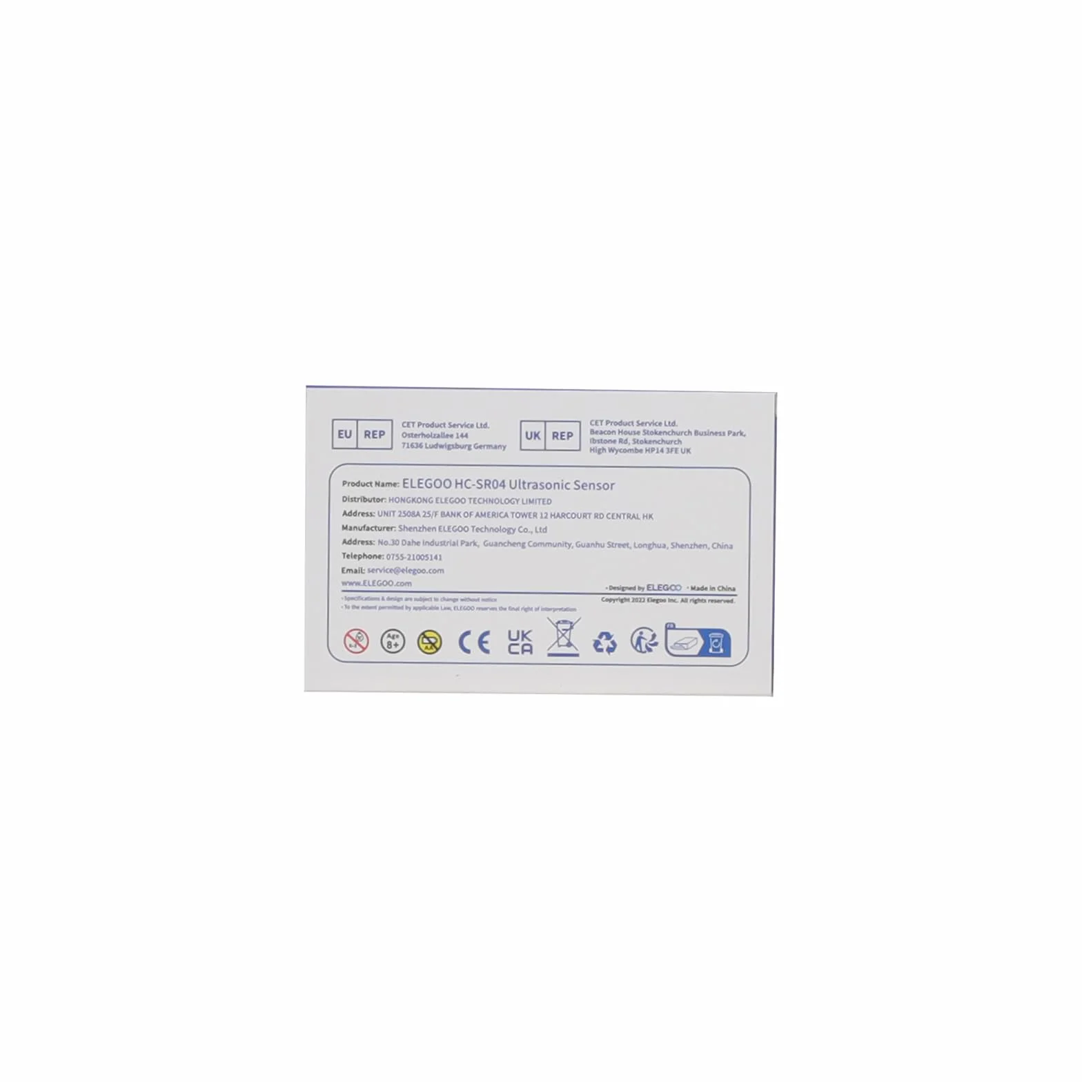 ELEGOO - 5 sztuk HC-SR04 ultradźwiękowy czujnik odległości do Arduino UNO, Nano, Roboter, XBee, ZigBee itd.