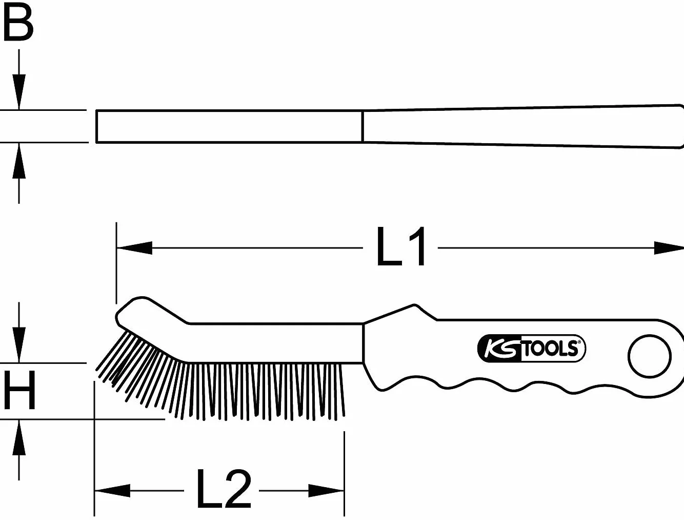 KS Tools 201.2320 Szczotka druciana z drutu stalowego do siodła hamulca, 2-rzędowa