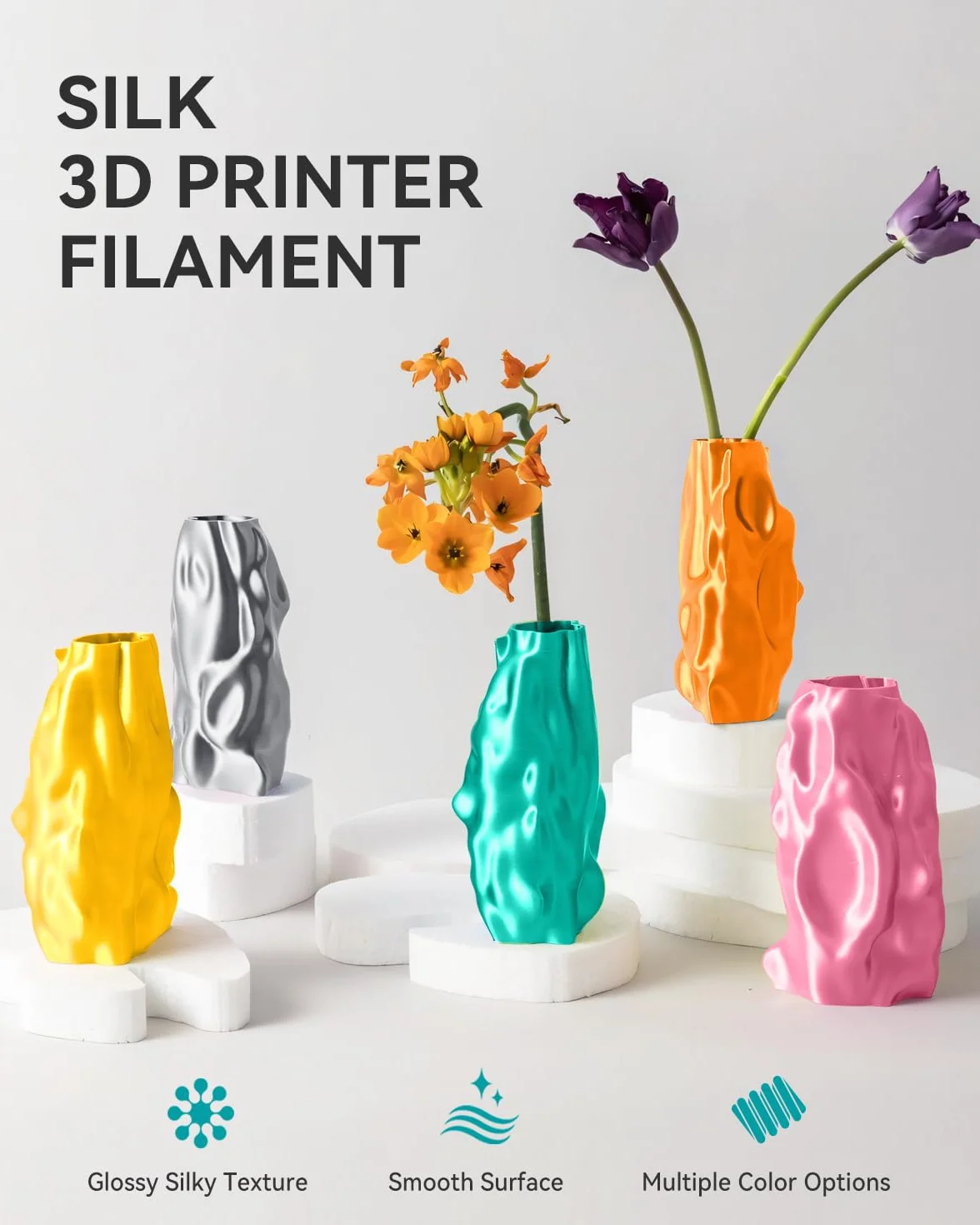 SUNLU PLA+ jedwabny filament 3D 1,75 mm 1 kg szpula jasne złoto