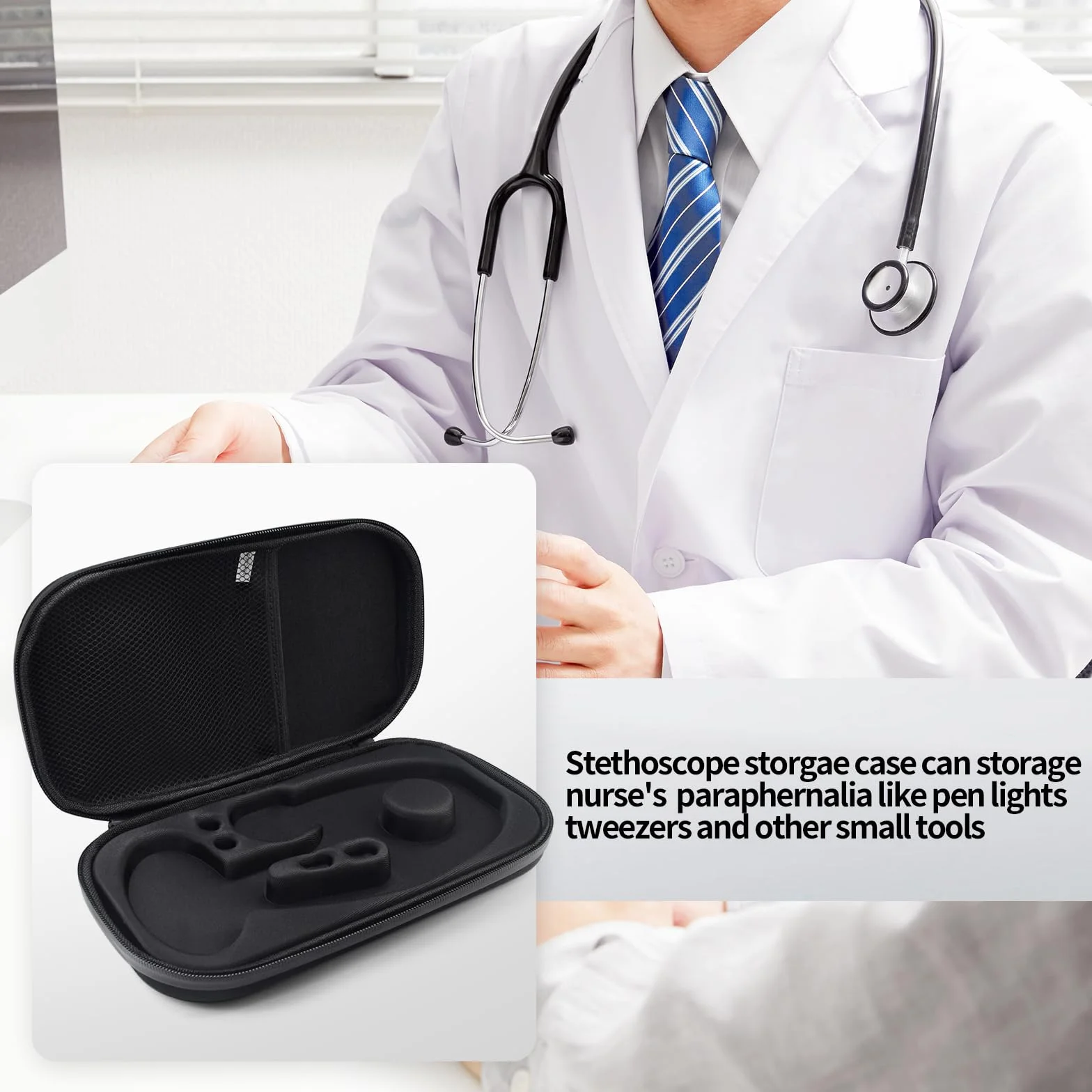 Etui na stetoskop, odporne na wstrząsy, podróżne, przenośne, stetoskopowe, kompatybilne ze stetoskopem 3M Littmann, odpowiednie dla pielęgniarek, lekarza i studentów medycyny