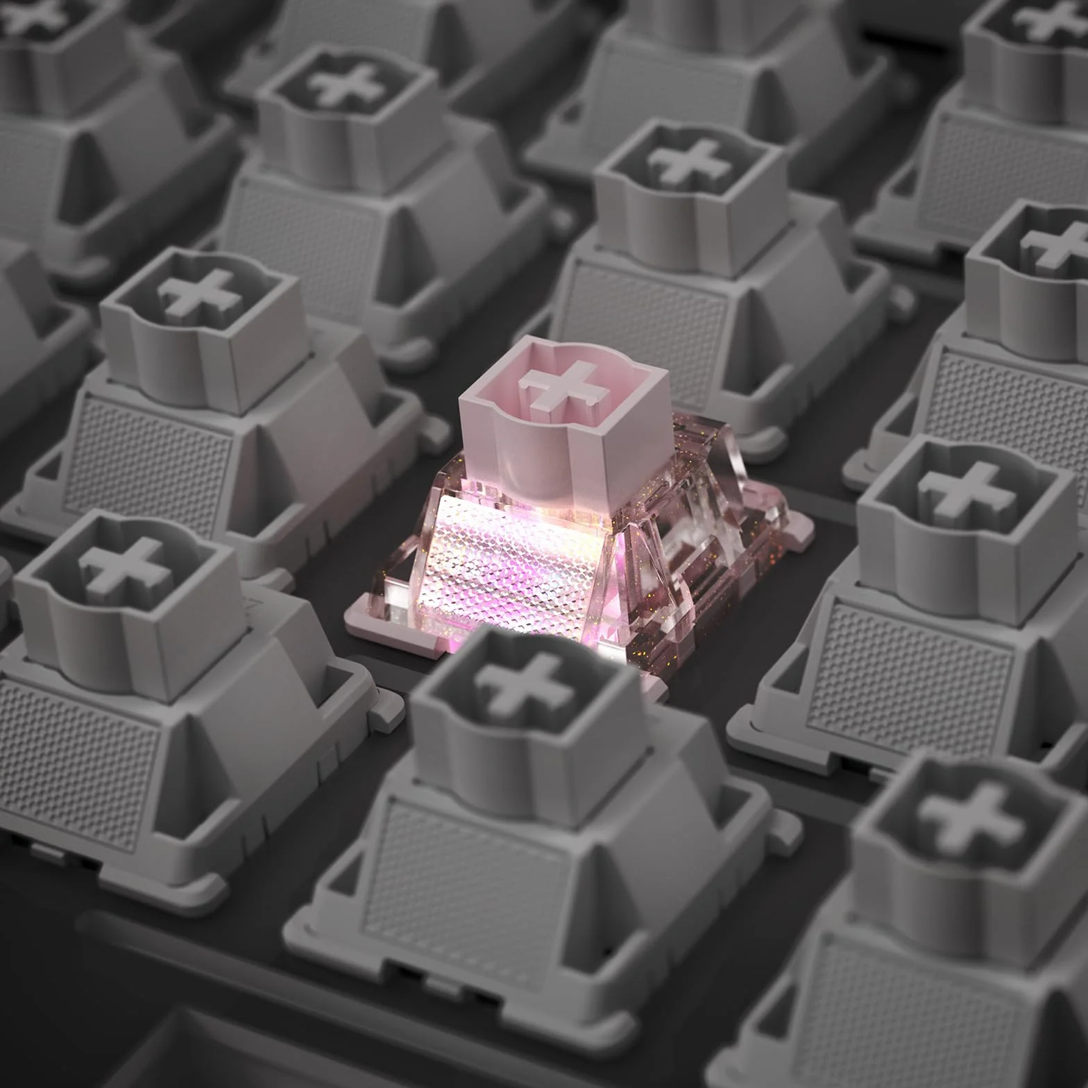 Pink Magnetic Keyboard Switches, Linear Factory Pre-lubed Freely Setting Pre-Travel Switches for Gaming Keyboard (36 szt.)