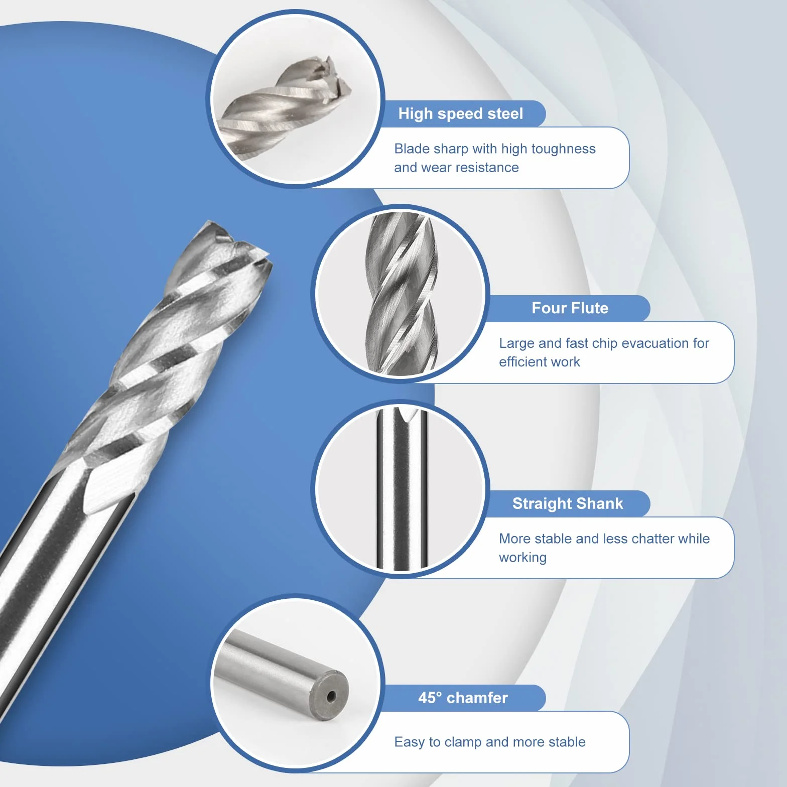 EFUTURETIME Frezy trzpieniowe HSS zestaw 10 sztuk, średnica 1,5-6 mm, stal szybkotnąca, do aluminium drewna akrylu