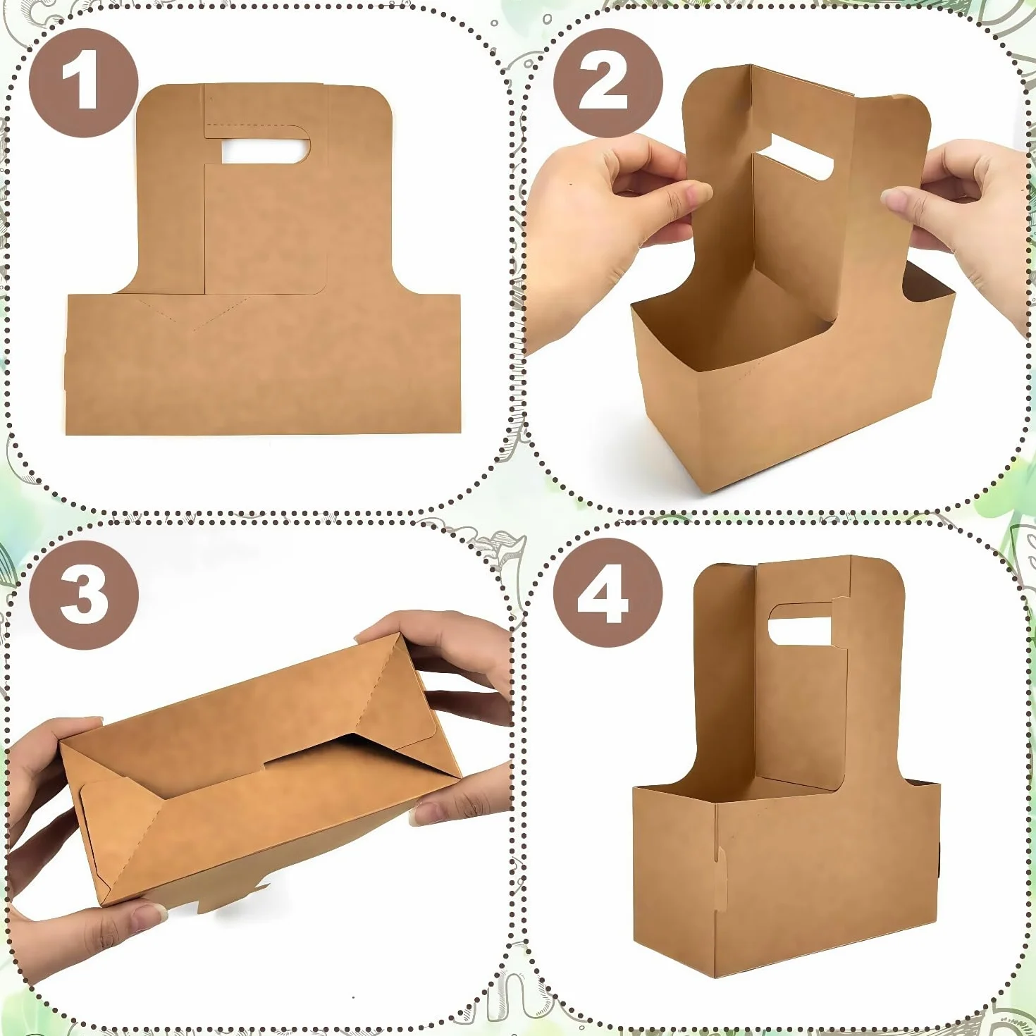 Kartonowy uchwyt na napoje 2 filiżanki kraft 17,5x8x22,5 cm 15 sztuk