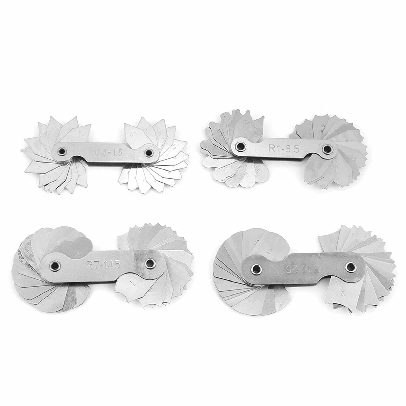 Hyuduo Miernik Promienia ze Stali Nierdzewnej, 4 Sztuki, Konkawny/Wypukły, R0.3-1.5/R1-6.5/R7-14.5/R15-25mm