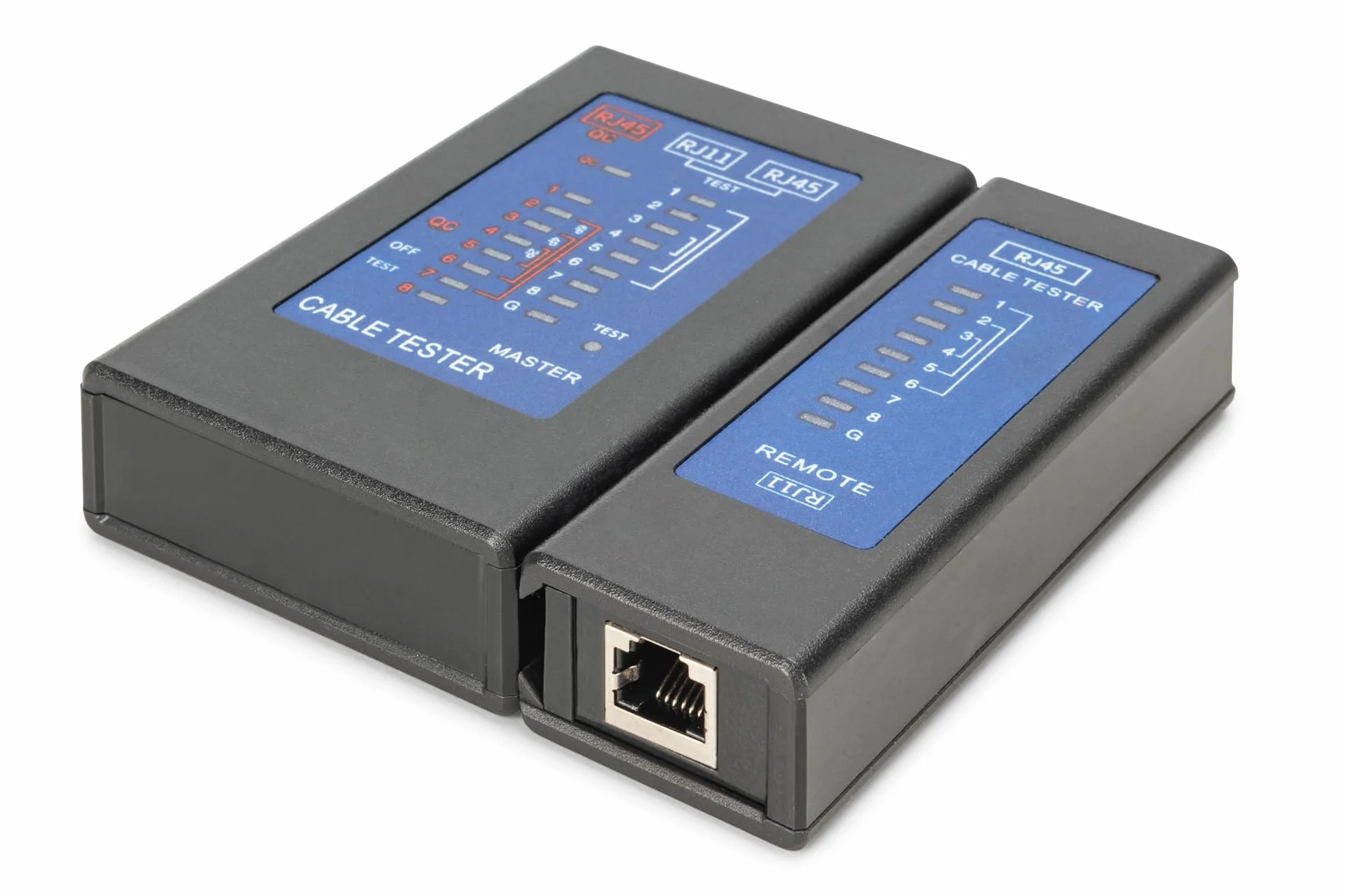 DIGITUS tester kabli sieciowych RJ45 RJ11 PoE CAT 5 CAT 5e CAT 6 CAT 6A czarny