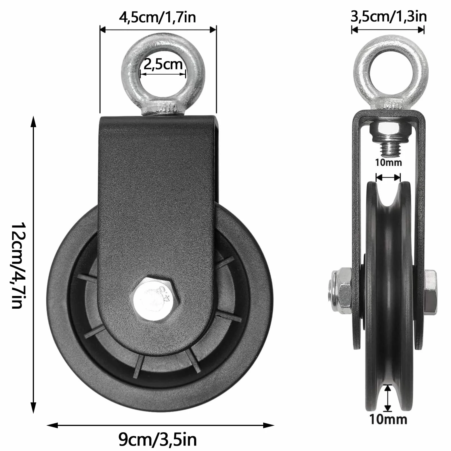 Kółka zwrotne 2 szt. rolki linowe z uchwytem U 360° Pulley, akcesoria do huśtawek