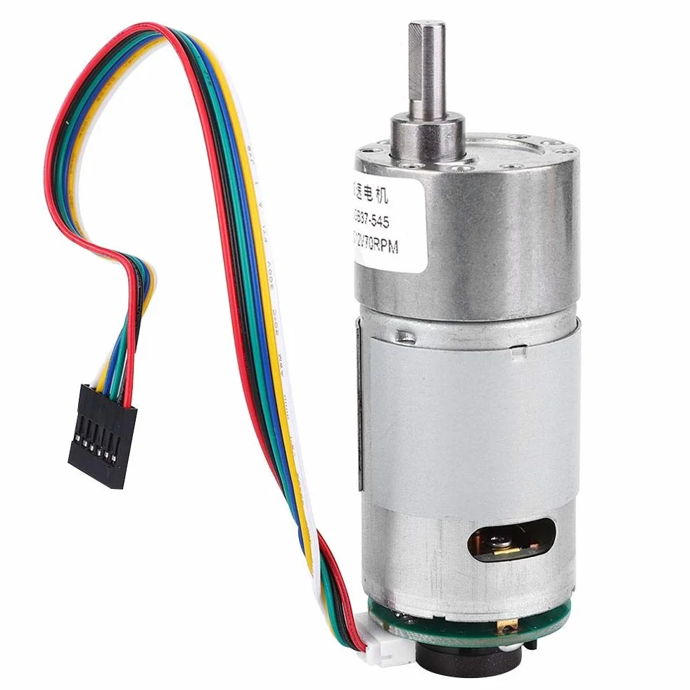 Motoreduktor DC 12/24V 37 mm Silnik z Redukcją Prędkości 10-1500 RPM z Enkoderem Mimośrodowy Wał Wyjściowy Silnik Przekładniowy