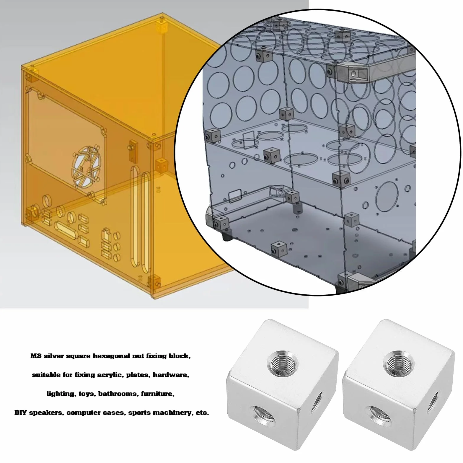 złącze sześcienne M3 profil aluminiowy blok mocujący 10x10x10mm