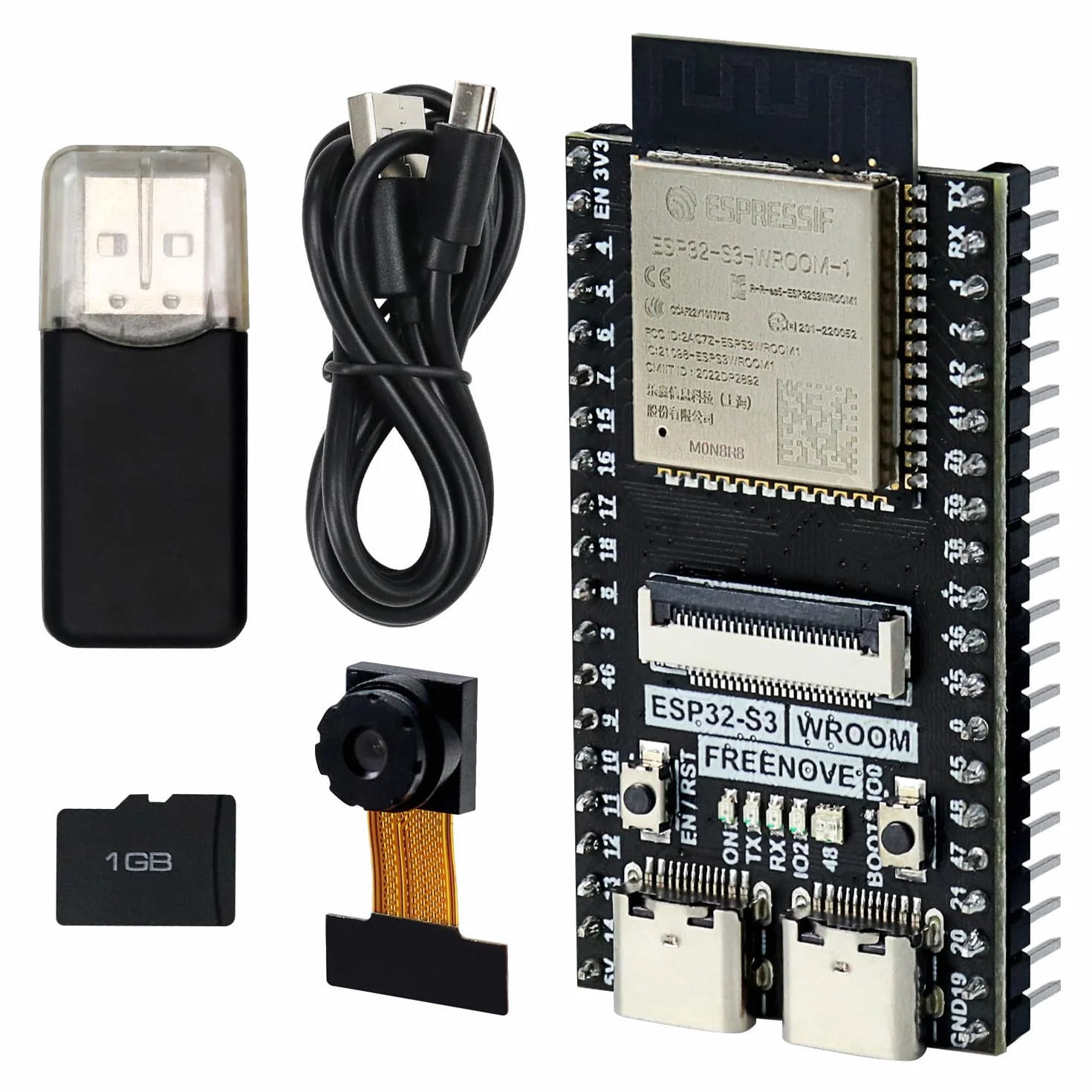 Freenove ESP32-S3 ESP32 S3 CAM Board, Dual-core 32-bit 240 MHz Microcontroller, Onboard Camera Wireless, Python C Code, Example Projects Tutorial
