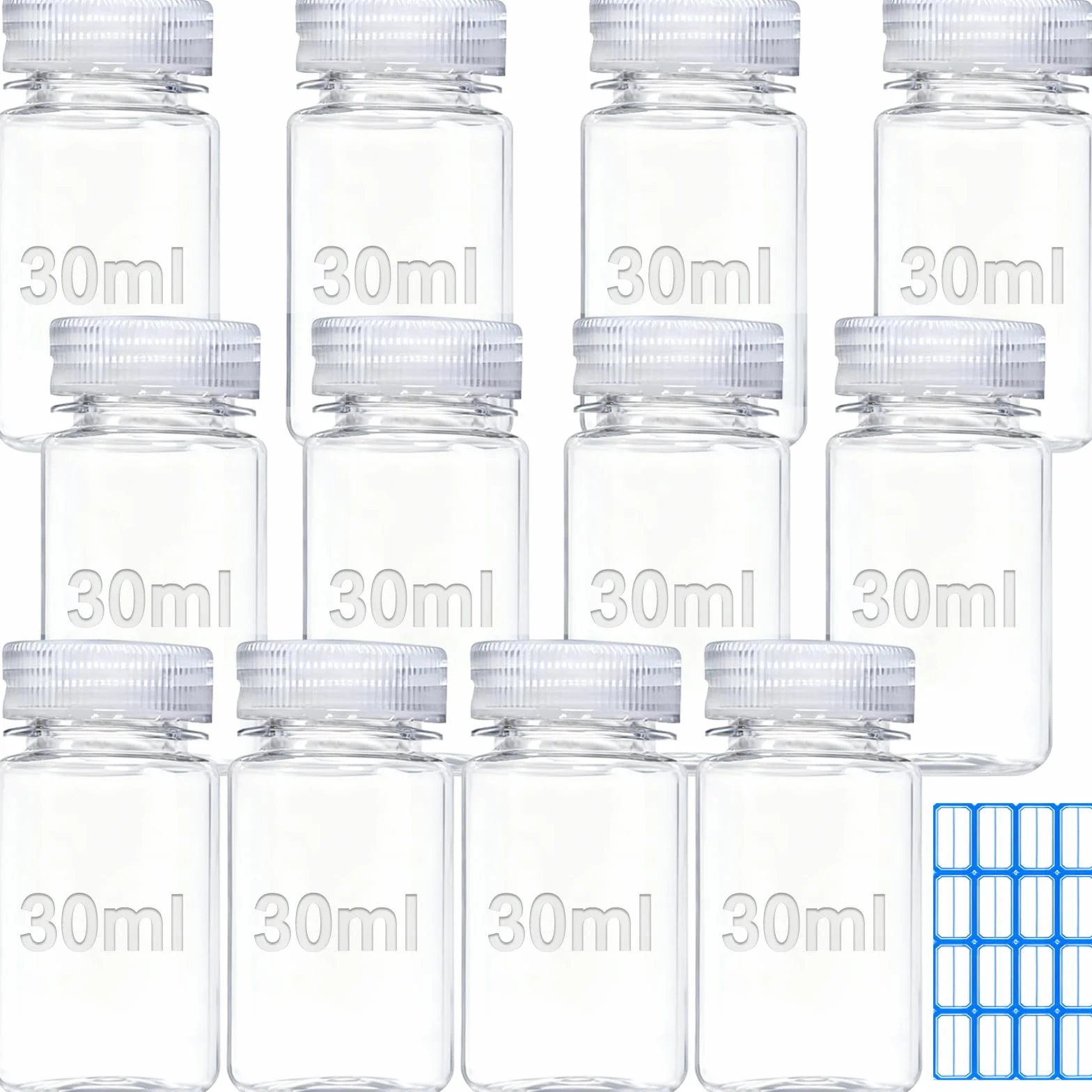 12 sztuk 30 ml butelka z odczynnikiem laboratoryjnym o dużej pojemności, pojemnik chemiczny, jakość laboratoryjna, szczelna, przezroczysta, butelka na tabletki na próbki wody