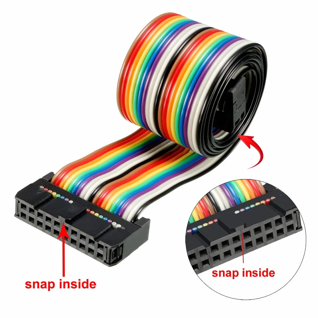 sourcing map IDC 20 pin kabel płaski tęczowy 48 cm 2,54 mm Pitch