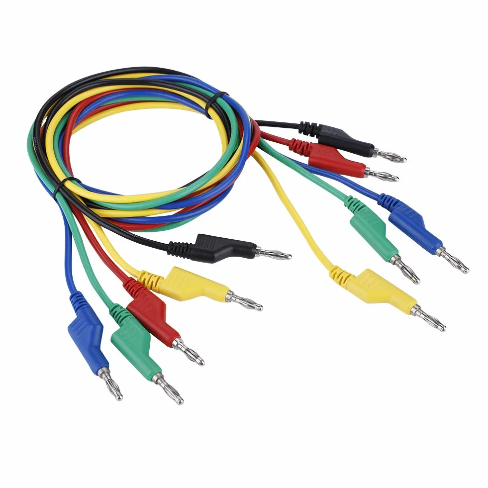 5 sztuk 1 m 4 mm wtyk bananowy kabel zasilający przewody pomiarowe wtyczka kablowa podwójna głowica wtyczka bananowa do multimetra
