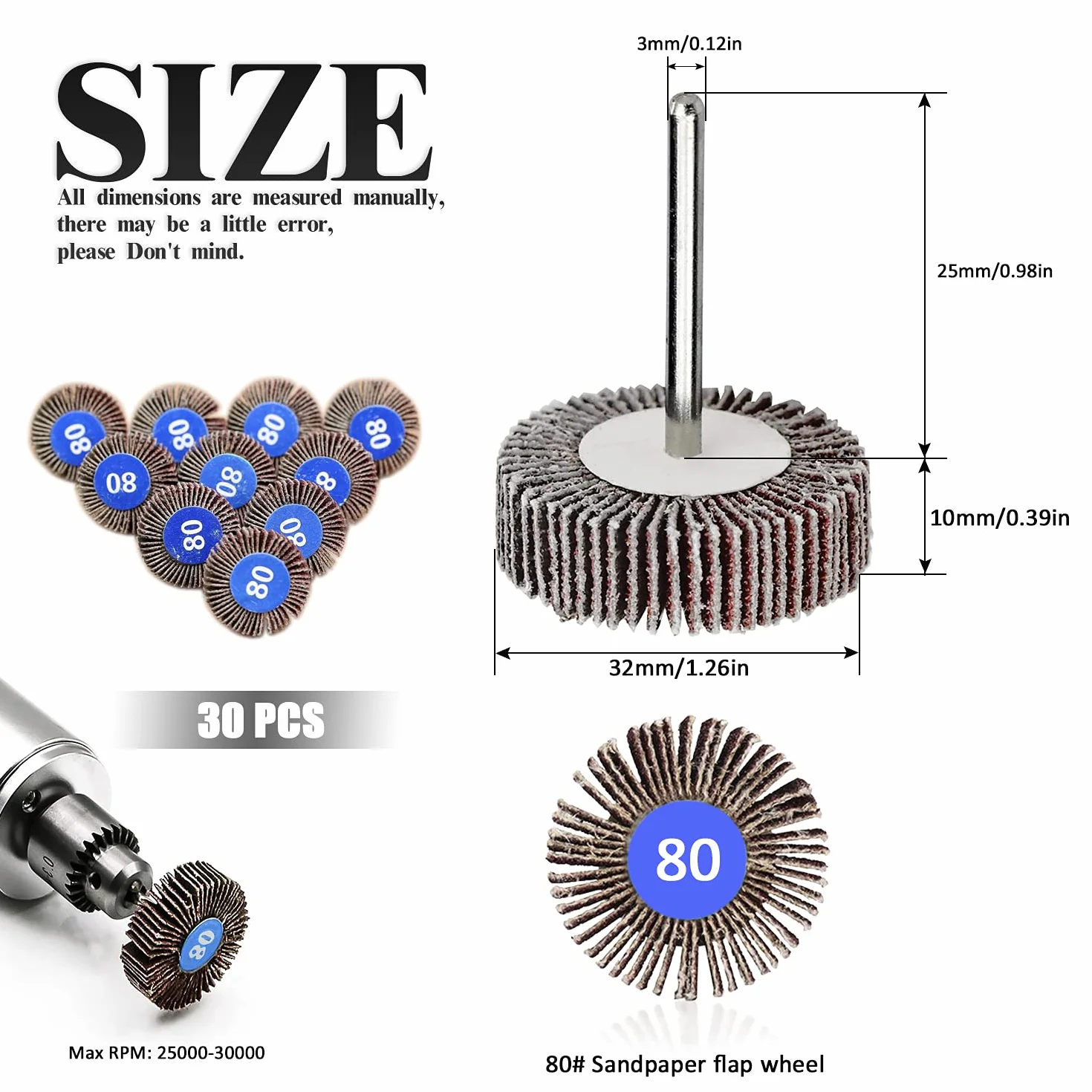 30 sztuk szlifierek wachlarzowych 32 mm 80 ziarnistość tarcza polerska do narzędzi obrotowych