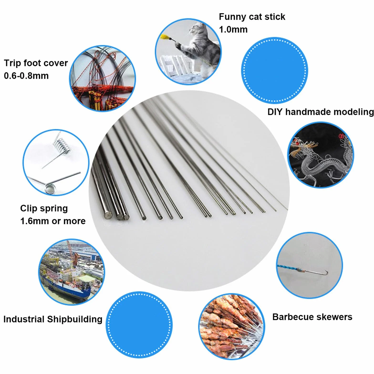 Drut sprężynowy ze stali nierdzewnej 50cm 1mm 20szt 0.9mm 30szt