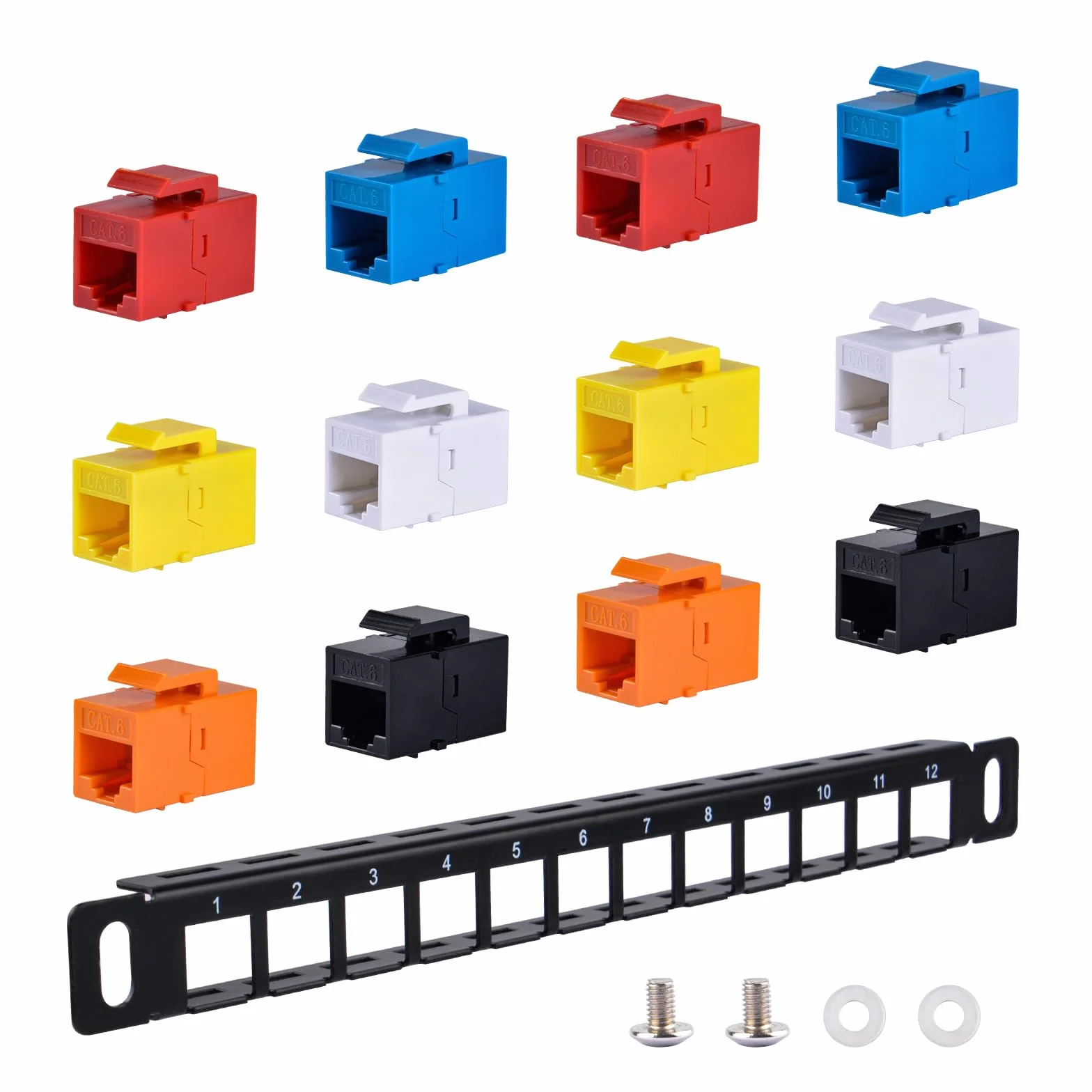 GeeekPi 25.4 cm 0,5U 12-portowy pusty panel krosowy Keystone z wkładką Cat6 RJ45