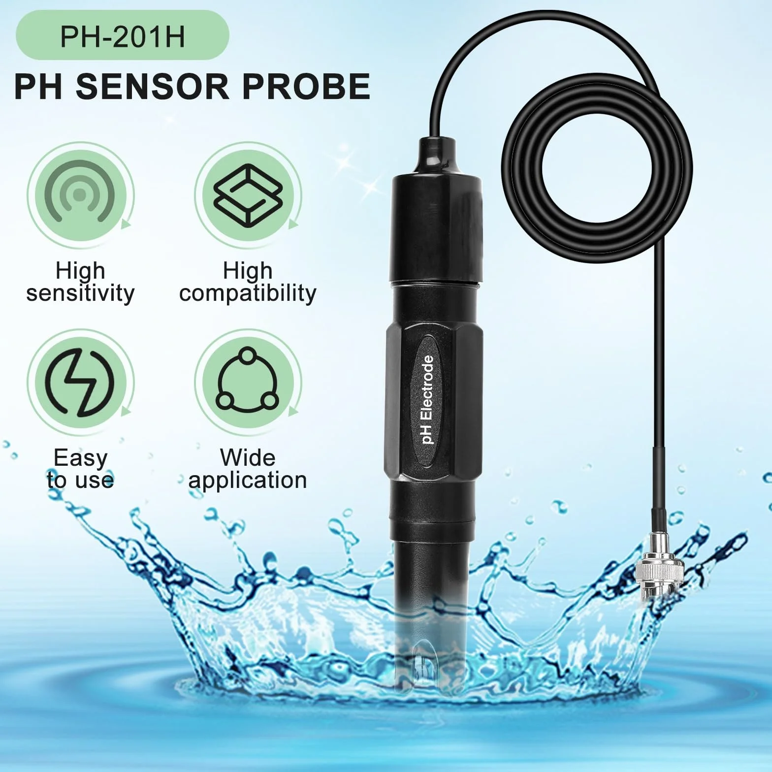 Jadeshay Elektroda sonda PH 0-14PH złącze BNC kabel testowania pH 200 cm