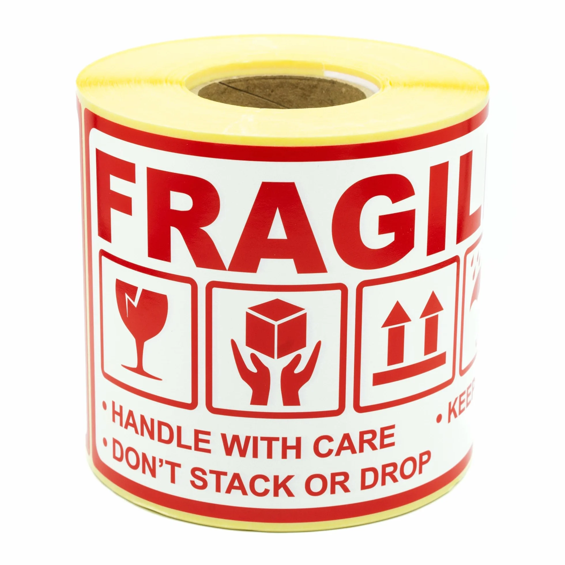 MD Labels Etykiety ostrzegawcze na rolce 90 x 150 mm Fragile- handle with care – keep dry – don't stack or drop- this way up - samoprzylepne etykiety wysyłkowe (300)