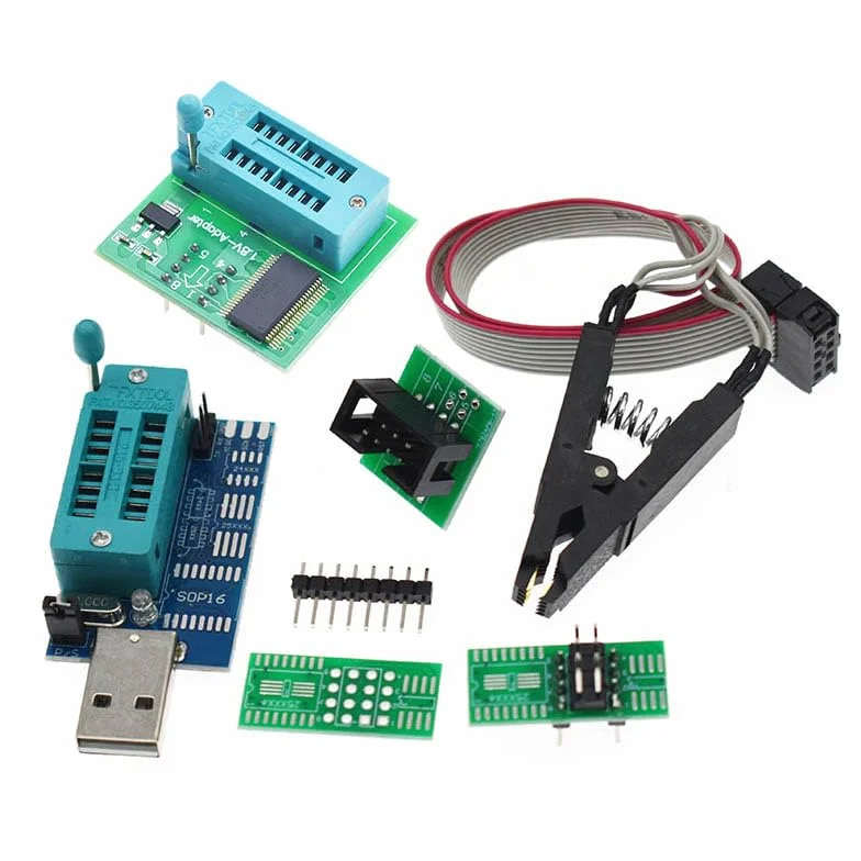 CH341A USB programator do serii 24 25 z konwerterem 1,8 V i klipsem SOP8