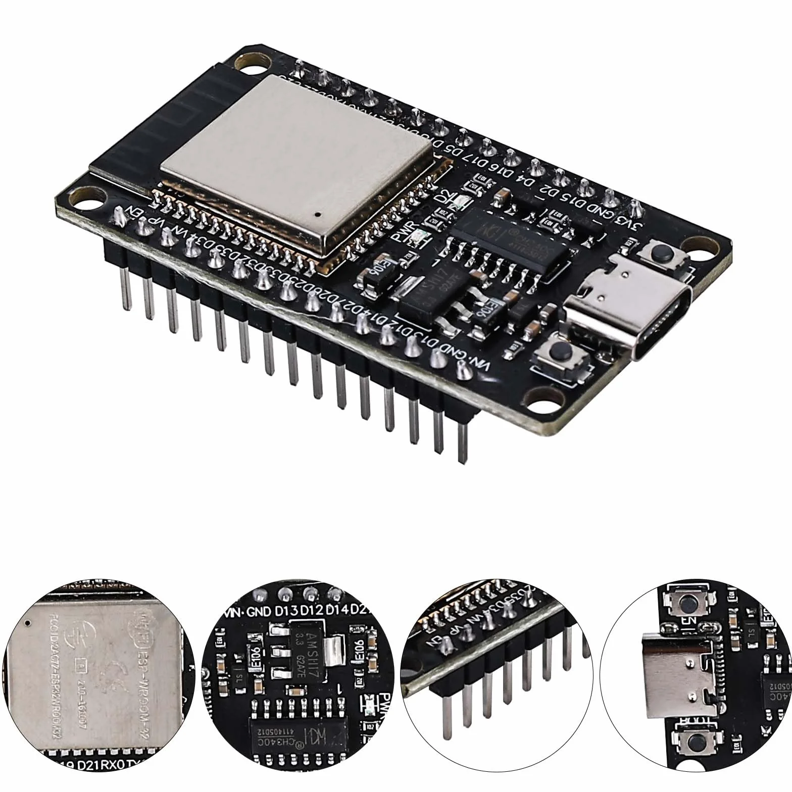 4 sztuki płyty rozwojowej ESP32 moduł NodeMCU, płyta rozwojowa ESP-32S 2,4 GHz Dual Core WLAN WiFi Bluetooth 2-w-1 mikrokontroler, płyta rozwojowa ESP32 USB C NodeMCU, chip CH340C