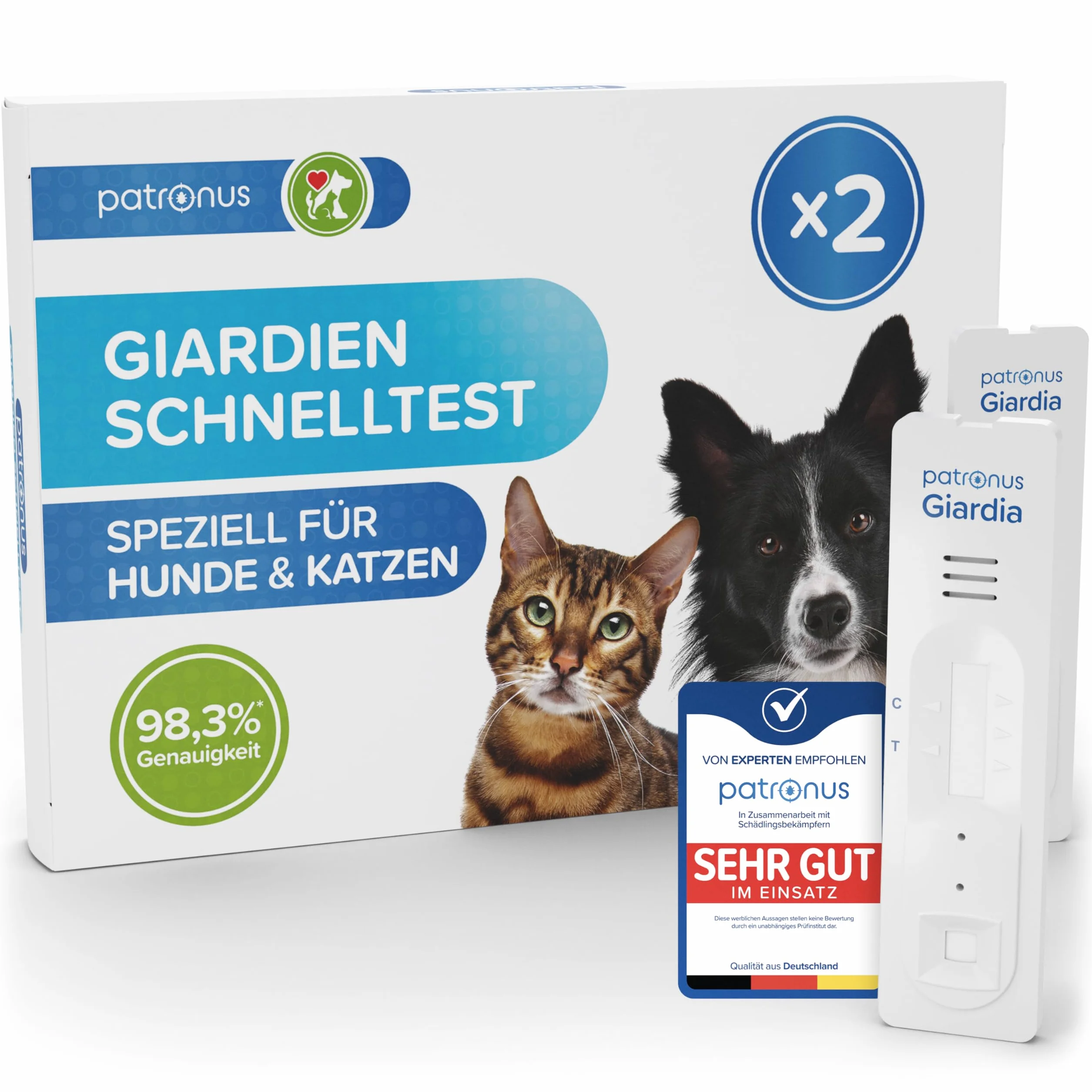 Giardien szybki test dla psów i kotów – 2 sztuki – test Giardien z ponad 98% niezawodnością – specjalnie dla psów i kotów w przypadku biegunki, do łatwego wykrywania antygenów Giardia