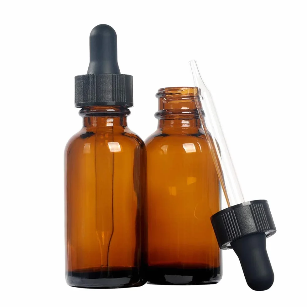 Magic Season Boston okrągłe szklane butelki (bursztynowe / 30 ml z zakraplaczem/2 szt.)