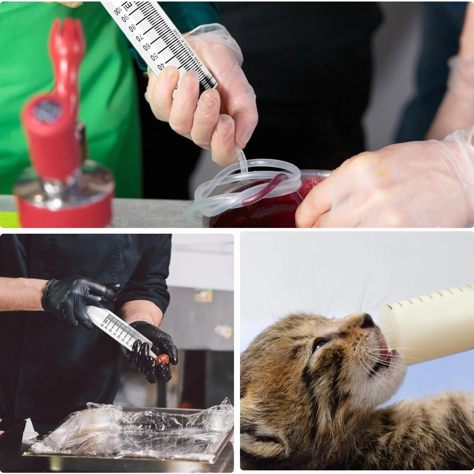 Strzykawka 100 ml z tępą igłą, 5 sztuk strzykawek 100 ml, sterylnie zapakowana, strzykawka dozująca, wielokrotnego użytku, do karmienia, nawadniania roślin, oleju silnikowego lub płynu hamulcowego