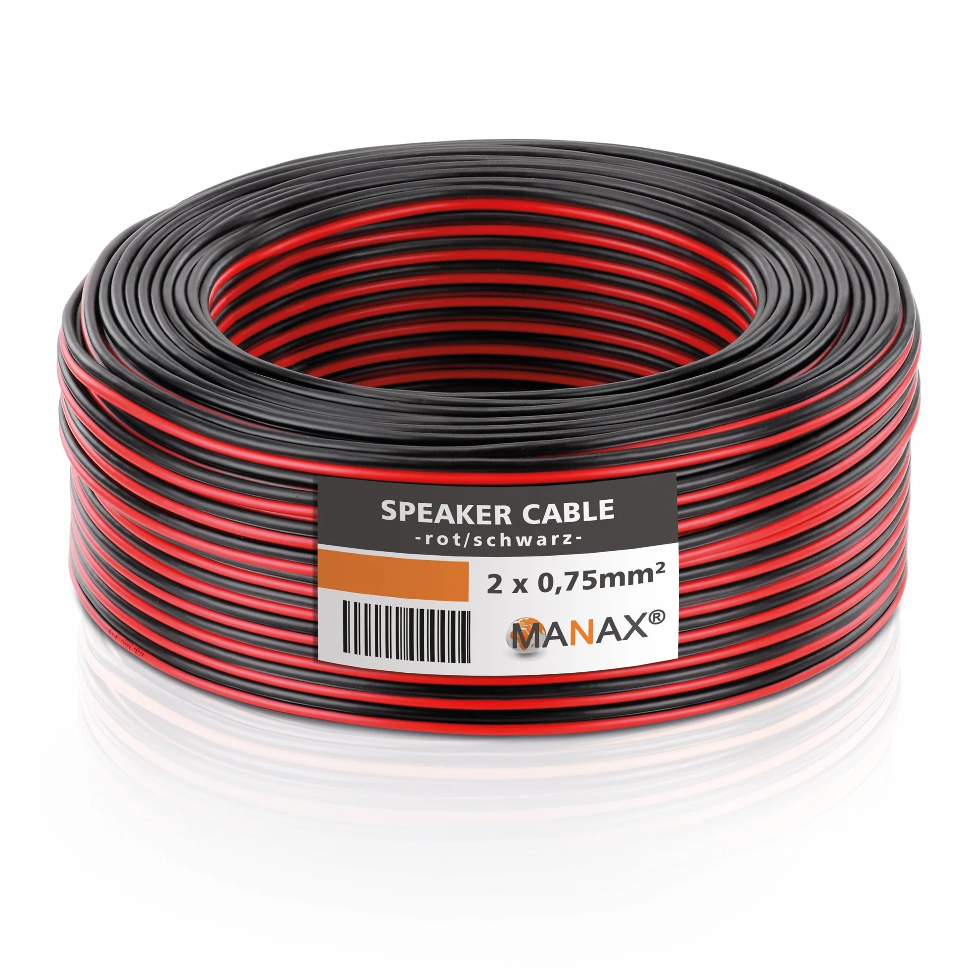 MANAX Kabel podwójny 50 m 2 x 0,75 mm² czerwony/czarny 2-żyłowy