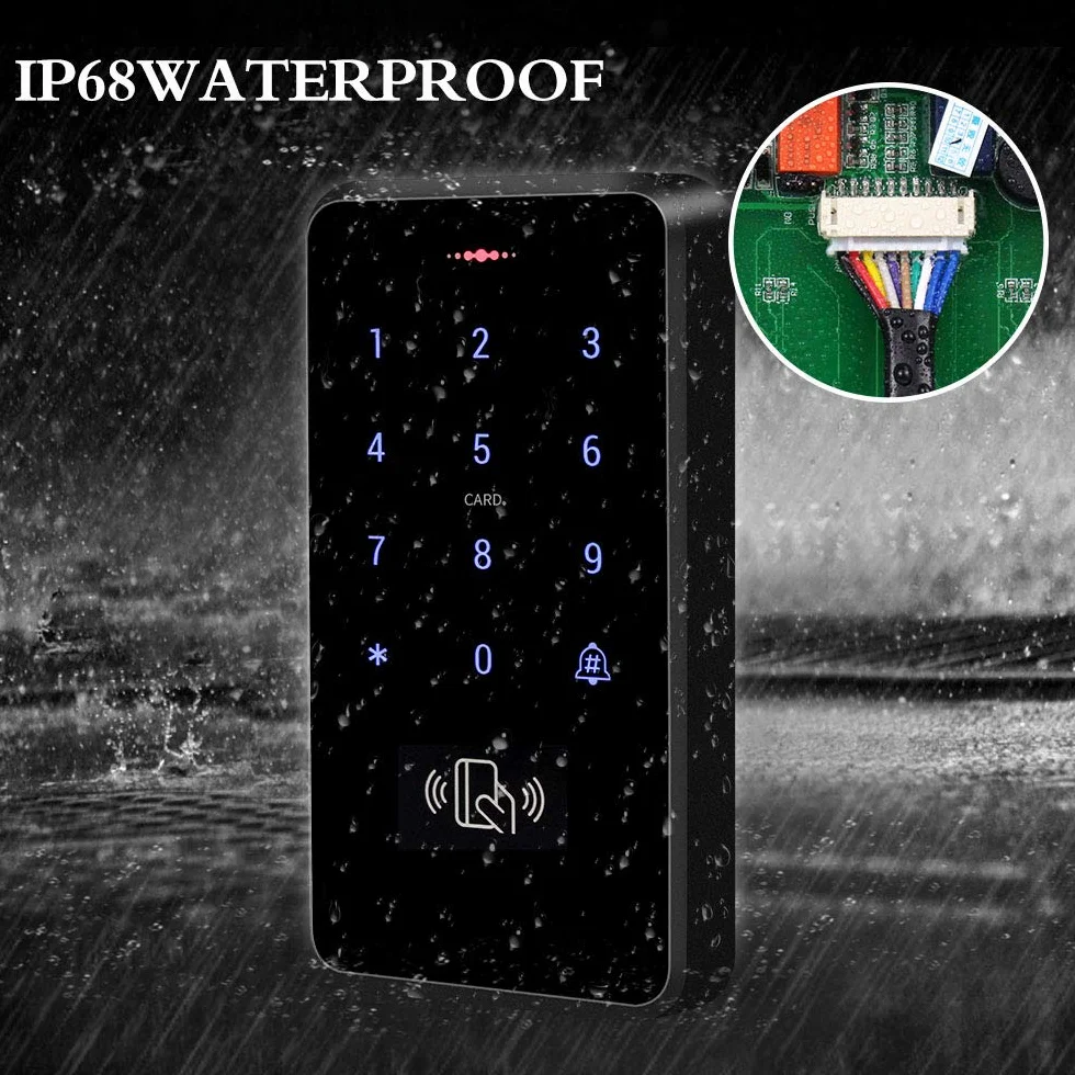 FST IP68 wodoodporna kontrola dostępu do klawiatury RFID Kontroler dostępu WG26 / 34 ekran dotykowy + 10 szt. breloczków do kluczy do systemu kontroli dostępu do drzwi