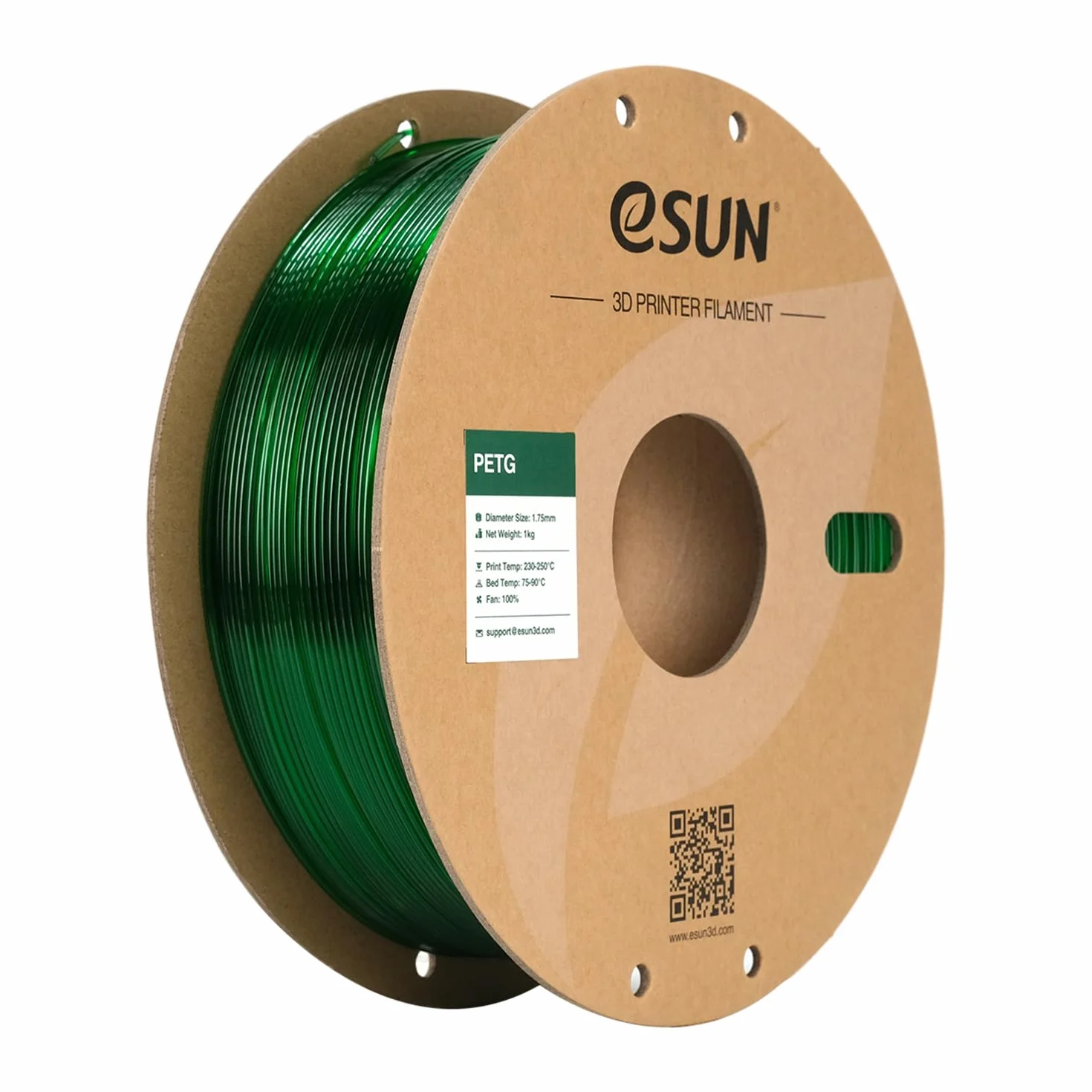 eSUN filament do drukarki 3D PETG, filament PETG 1,75 mm, dokładność wymiarów +/- 0,05 mm, 2,2 funta (1 kg), szpula, filament 3D do drukarek 3D