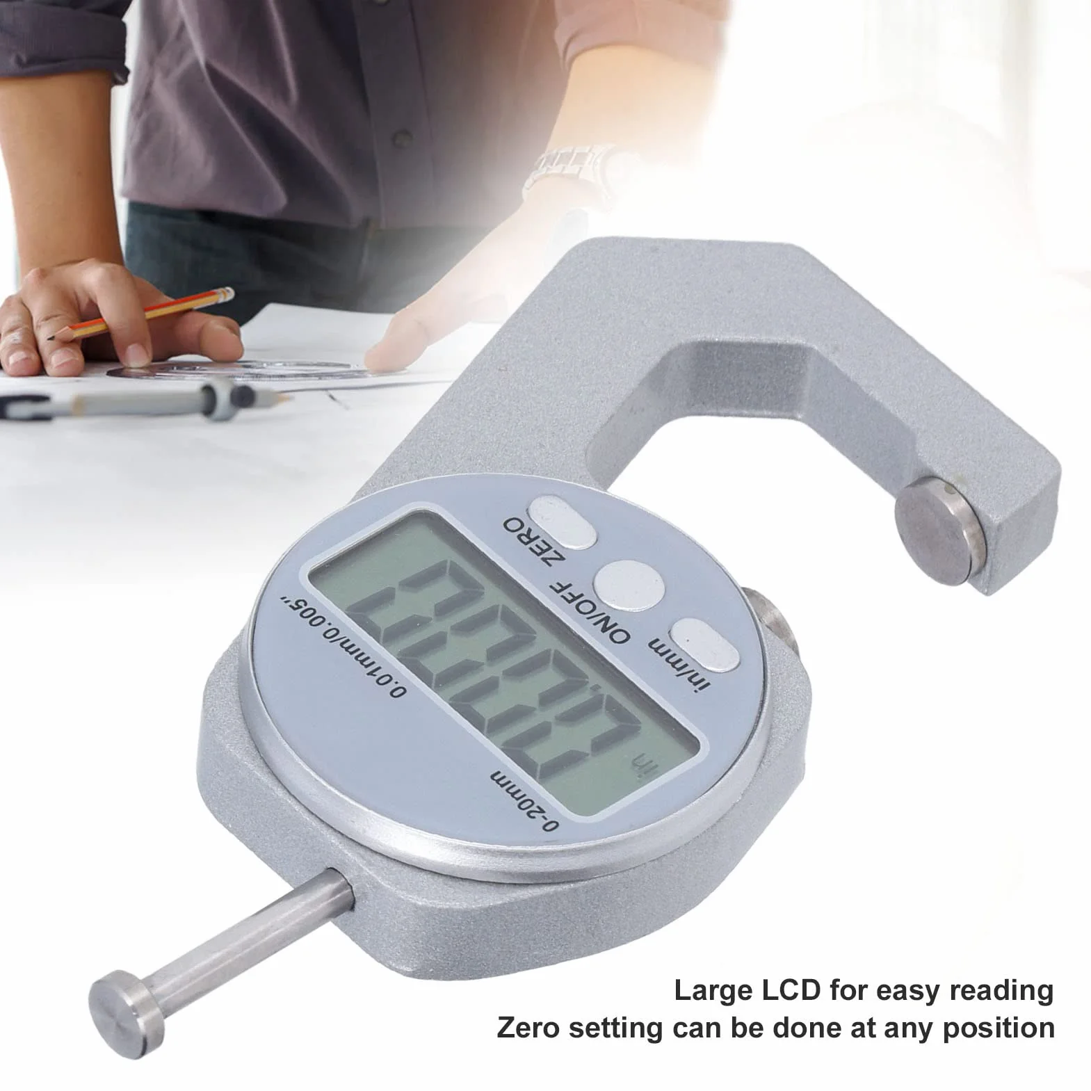 Grubościomierz Cyfrowy 0-20mm Elektroniczny z Wyświetlaczem LCD do Metalu