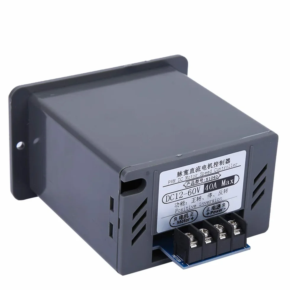 Regulator Prędkości Silnika, Dc 12-60 V 40A Pwm Szczotkowany Regulator Prędkości Silnika Regulowany Sterownik Silnika Przełącznik Cofania
