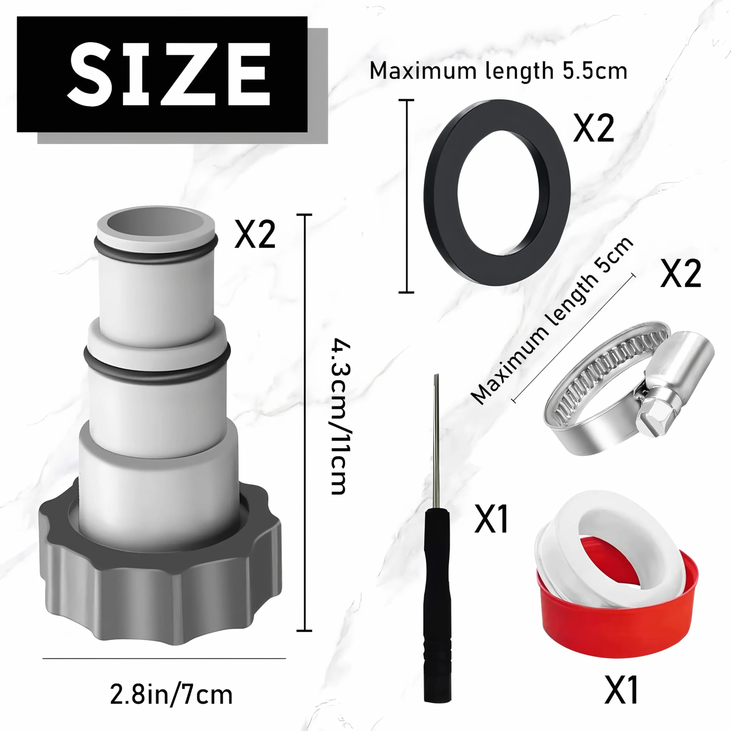 Adapter pompy basenowej, 1,25 cala / 32 mm do 1,5 cala / 38 mm Adapter do basenu A, adaptery A do basenów i pomp, adapter węża do basenu