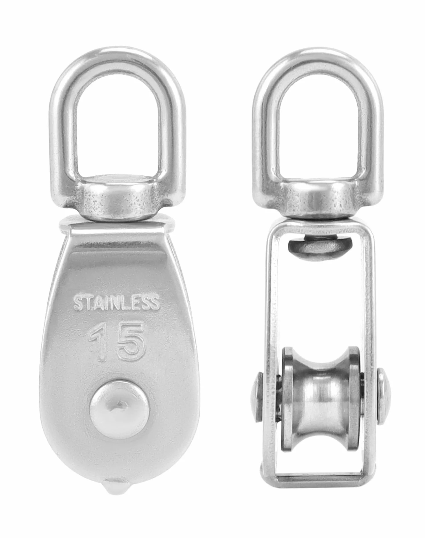 QWORK® 12 sztuk bloczek M15, bloczki ze stali nierdzewnej 304 do lin stalowych o średnicy do 6 mm, nośność 35 kg