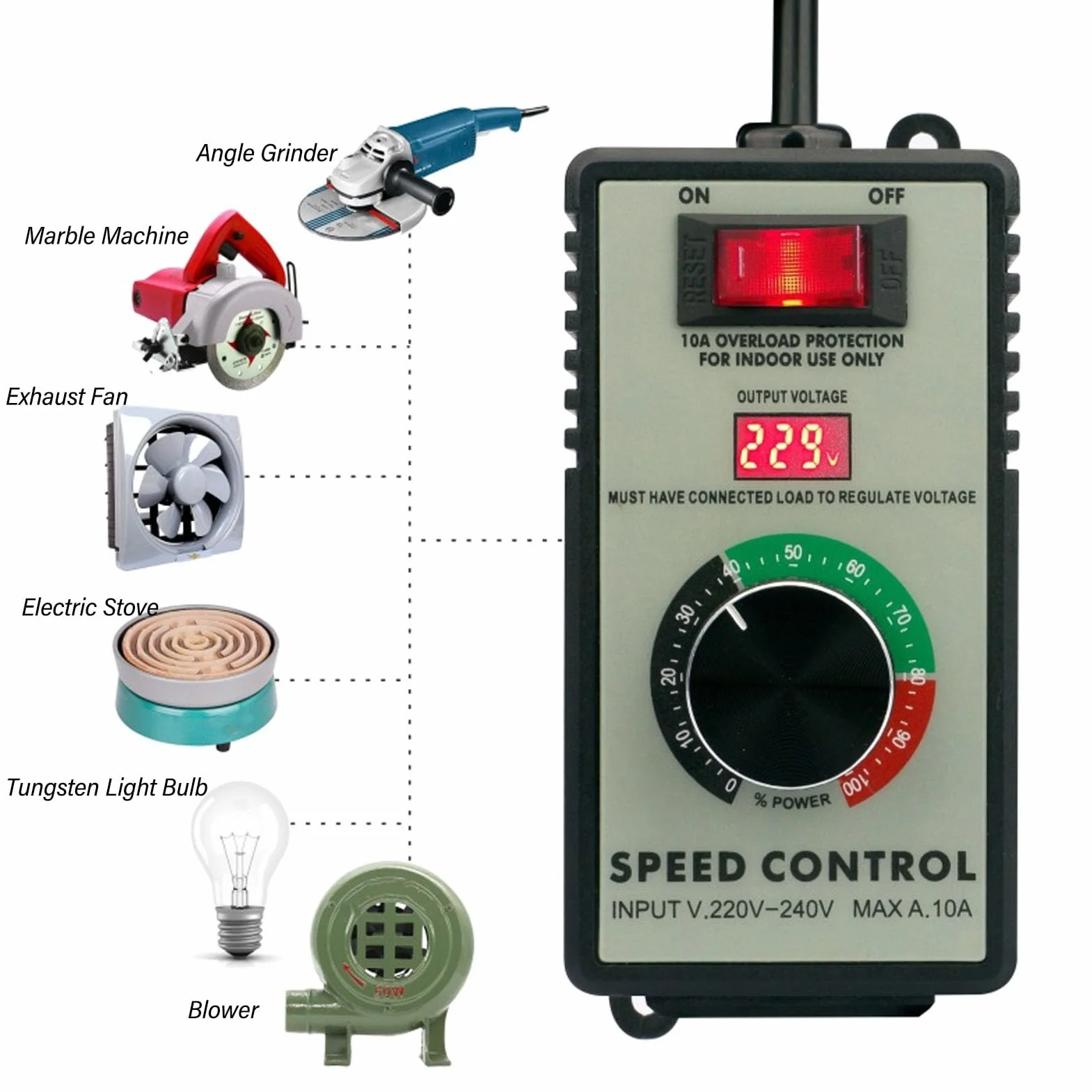 Regulator Prędkości Silnika AC 4000 W 220-240 V 10 A Elektroniczny Regulator Napięcia