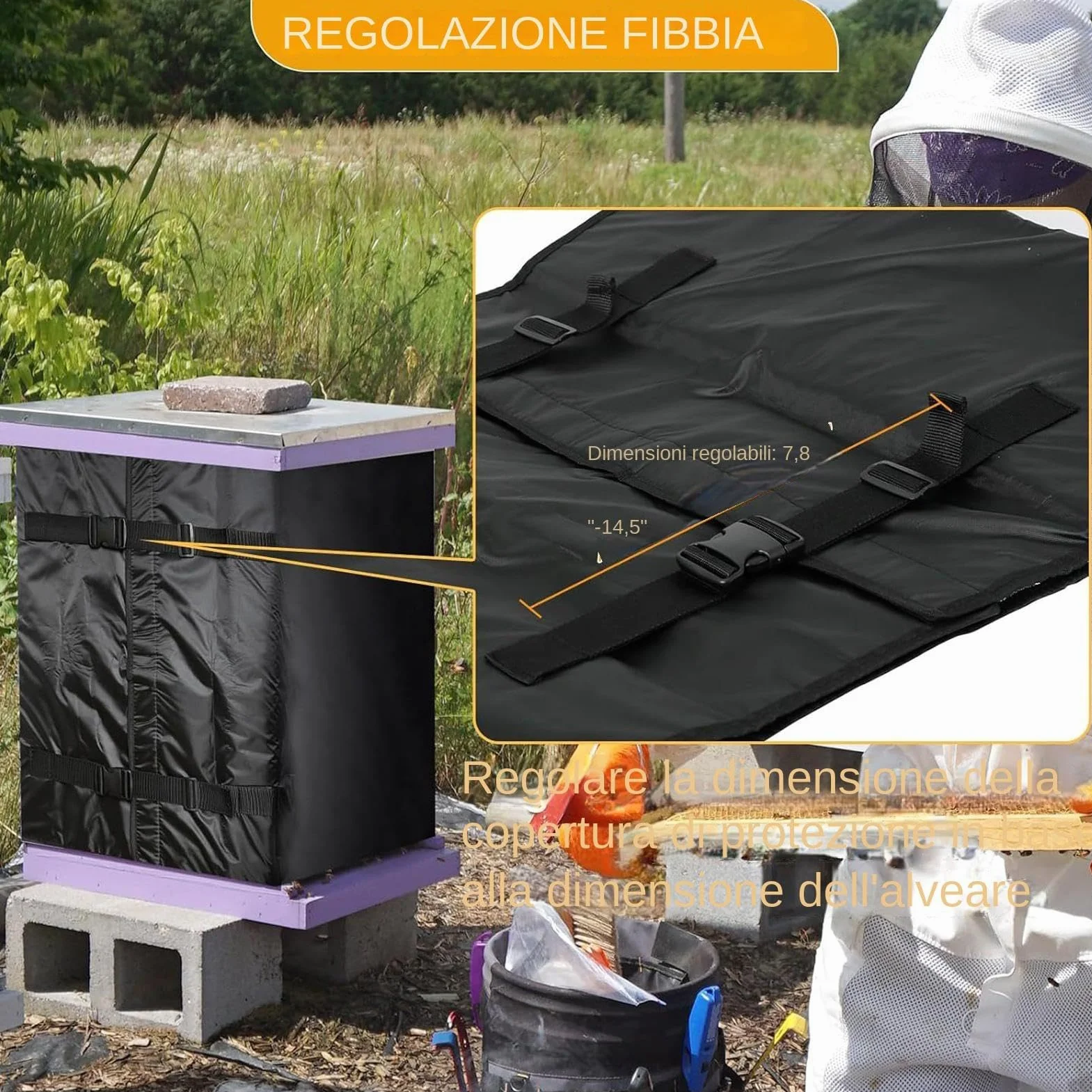 Wielokrotnego u?ytku os?ona ochronna ula | Regulowane uzwojenie | Ochrona przed zim? ula | Zimowa os?ona pszczelarstwa 182x60x6,3 cm/71,65x23,62x2,48 Ochrona