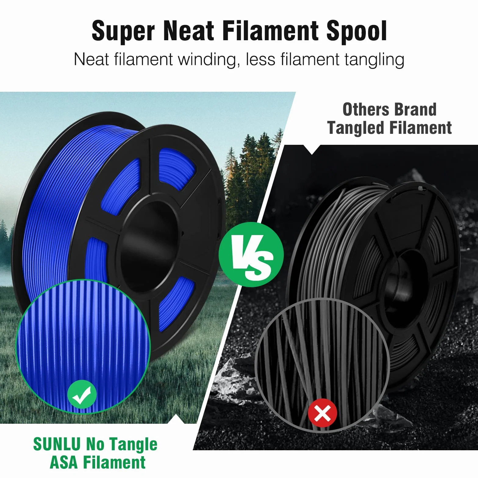 SUNLU ASA Filament 1,75 mm Odporny na UV Deszcz Ciepło Szpula 1KG Niebieski do Drukarek 3D