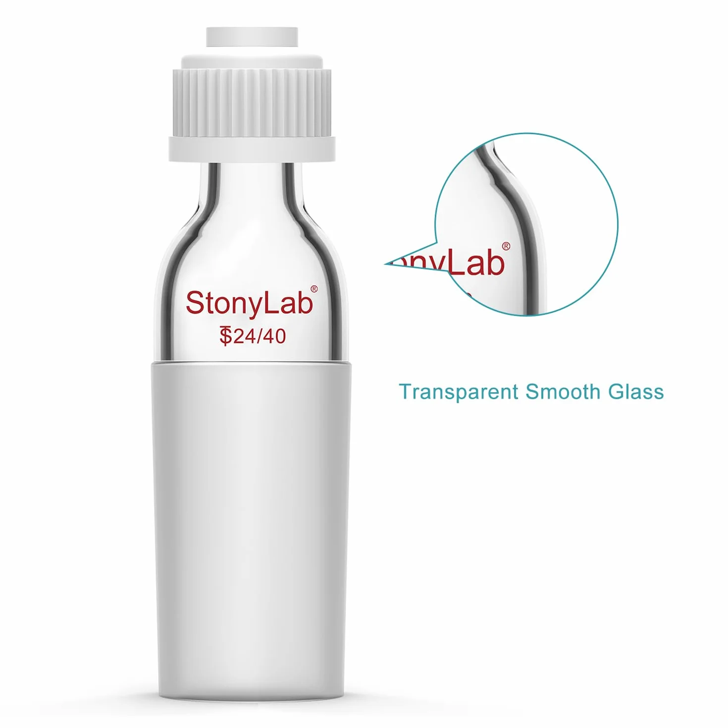 StonyLab Adapter wlotowy termometru z przyłączem wewnętrznym 24/40, wysokość 80 mm, do aparatu destylacyjnego
