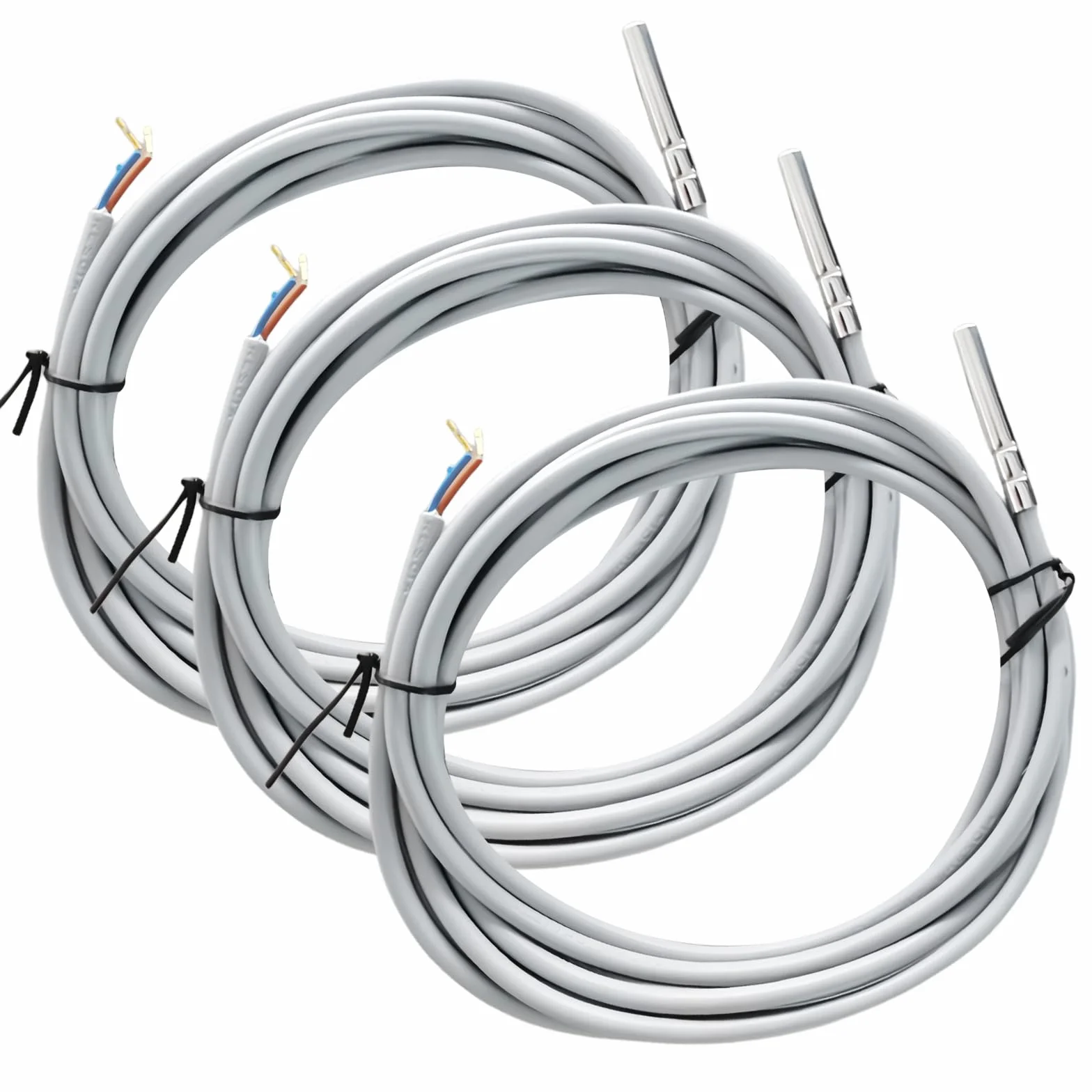 Wodoodporny czujnik temperatury Pt1000 z kablem PVC 3m, zestaw 3 sztuk