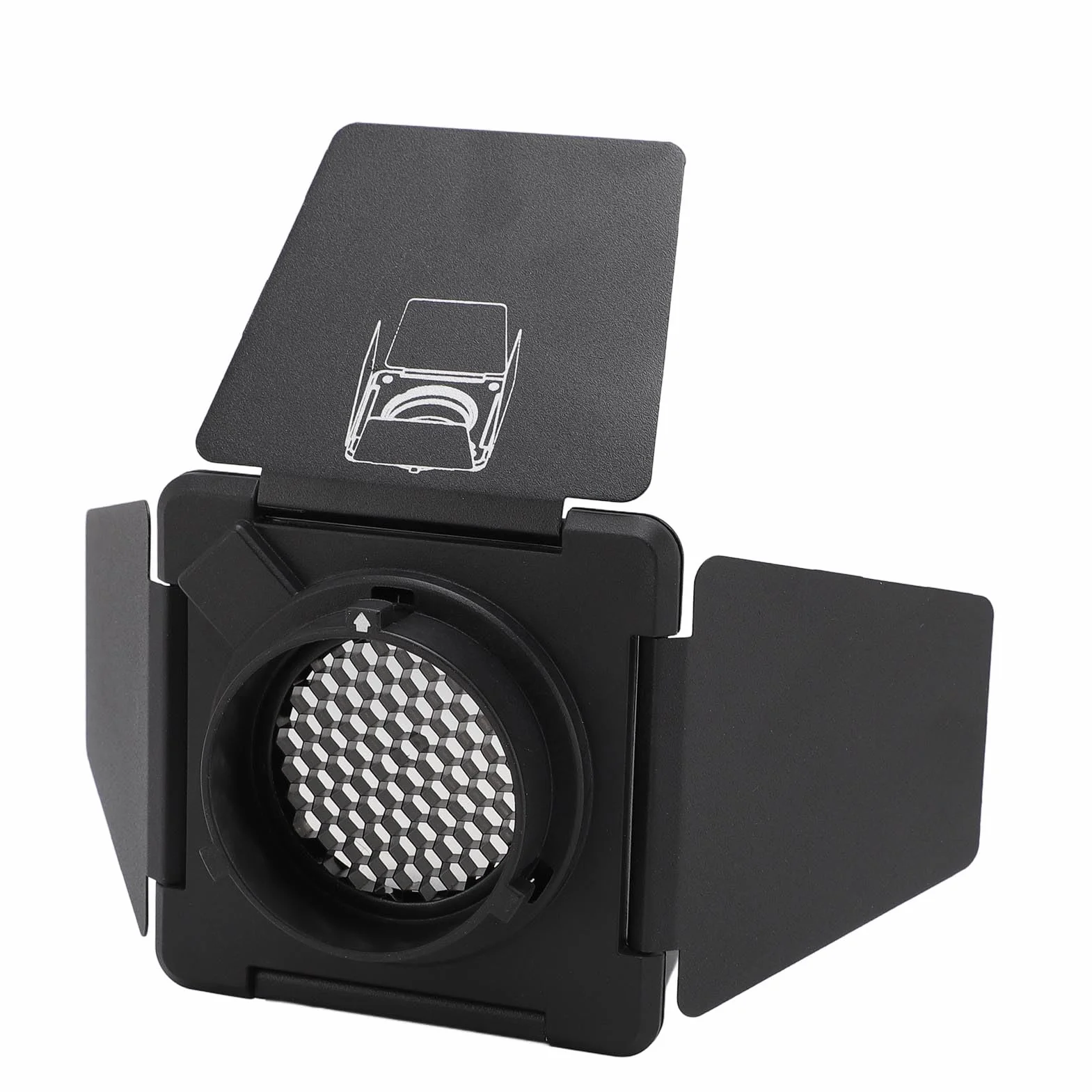 LICAEVEY Zestaw Drzwi do Stodoły Bowens Mount: 4-Leaf Barndoor z siatką o Strukturze Plastra Miodu 30 ° i 4 Kolorowe Filtry żelowe (niebieski, Zielony, Pomarańczowy, fioletowy) dla