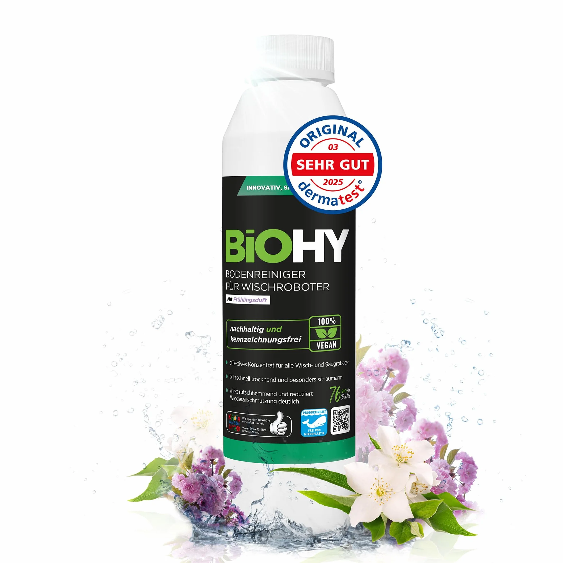 BiOHY Środek do czyszczenia podłóg do wszystkich robotów o zapachu wiosennym (250 ml), koncentrat do czyszczenia wszystkich robotów odkurzających z funkcją mopowania i odkurzania na mokro, niski